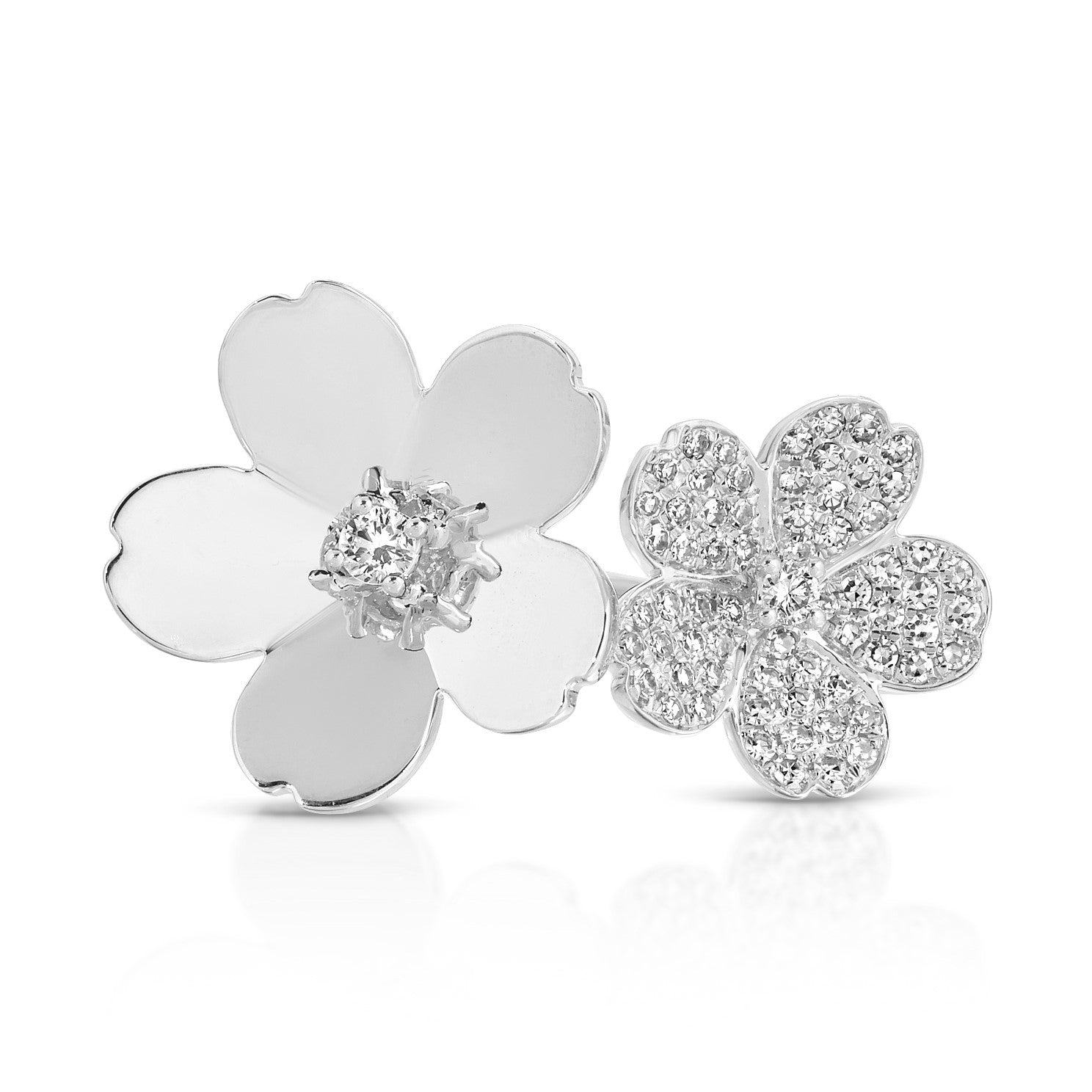 Diamond and Gold Double Cherry Blossom Ring