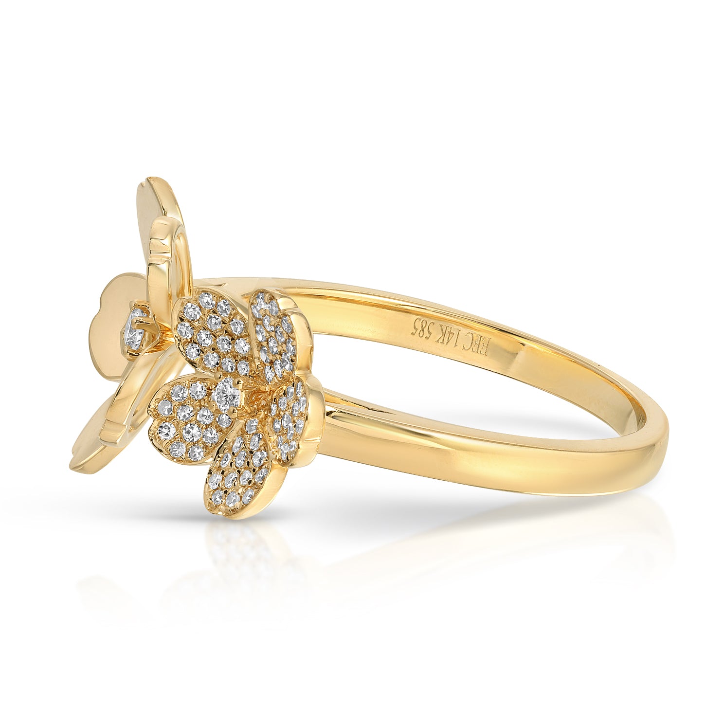 Diamond and Gold Double Cherry Blossom Ring