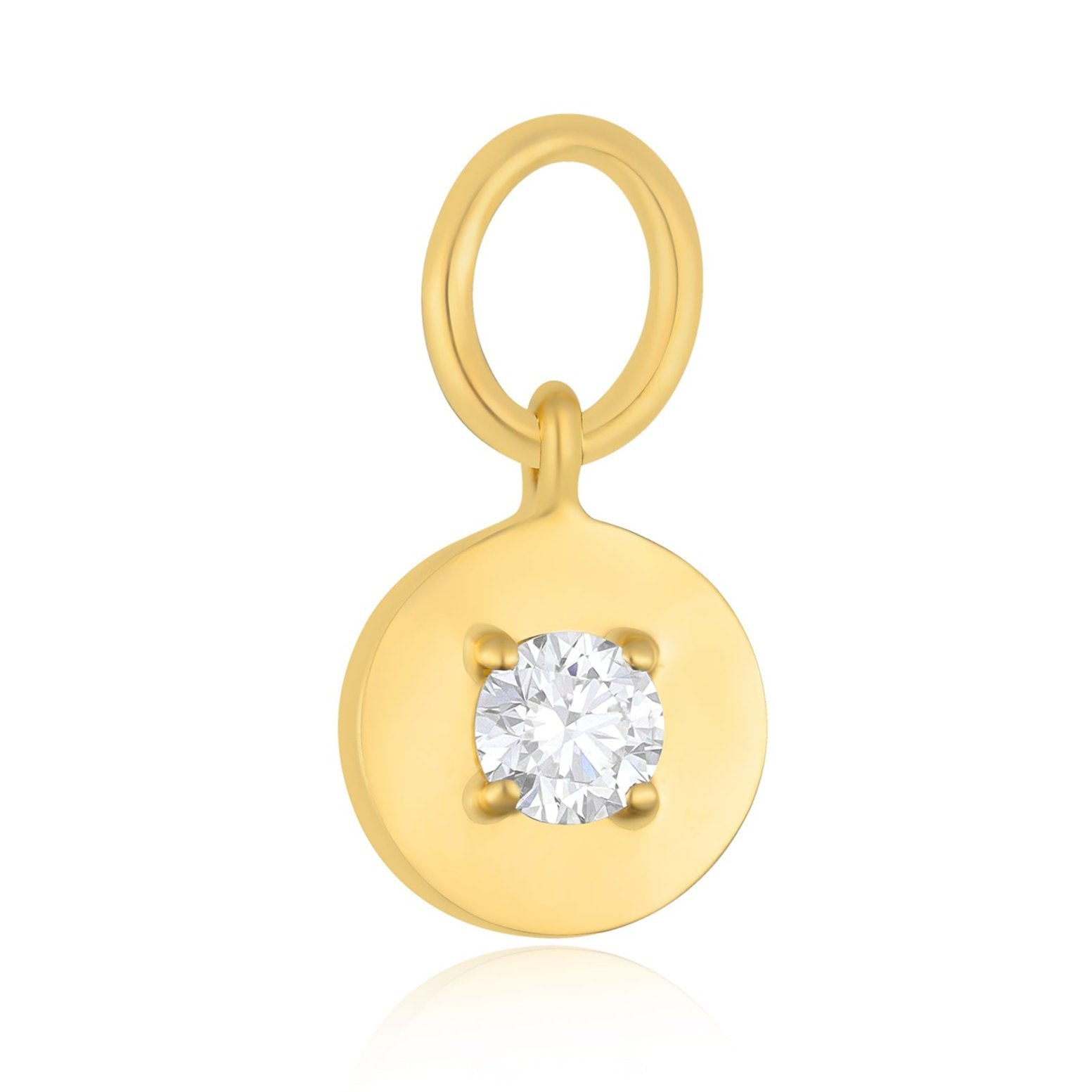 Diamond and Gold Round Huggie Charm