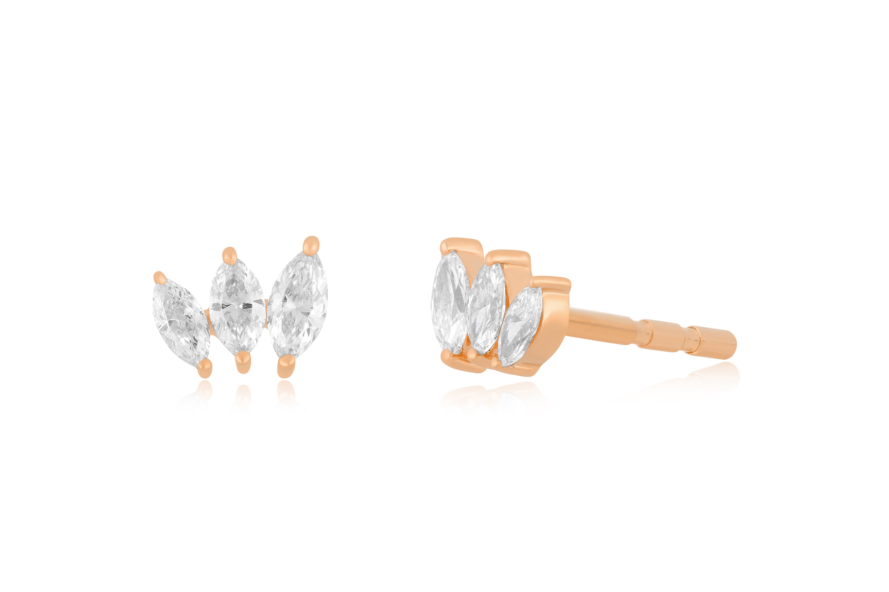 Diamond Marquise Mini Fan Stud Earring