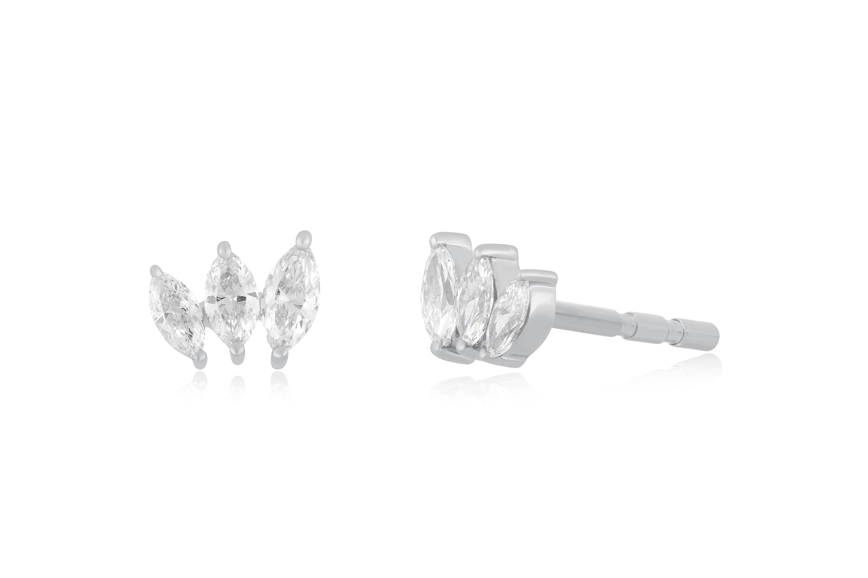 Diamond Marquise Mini Fan Stud Earring
