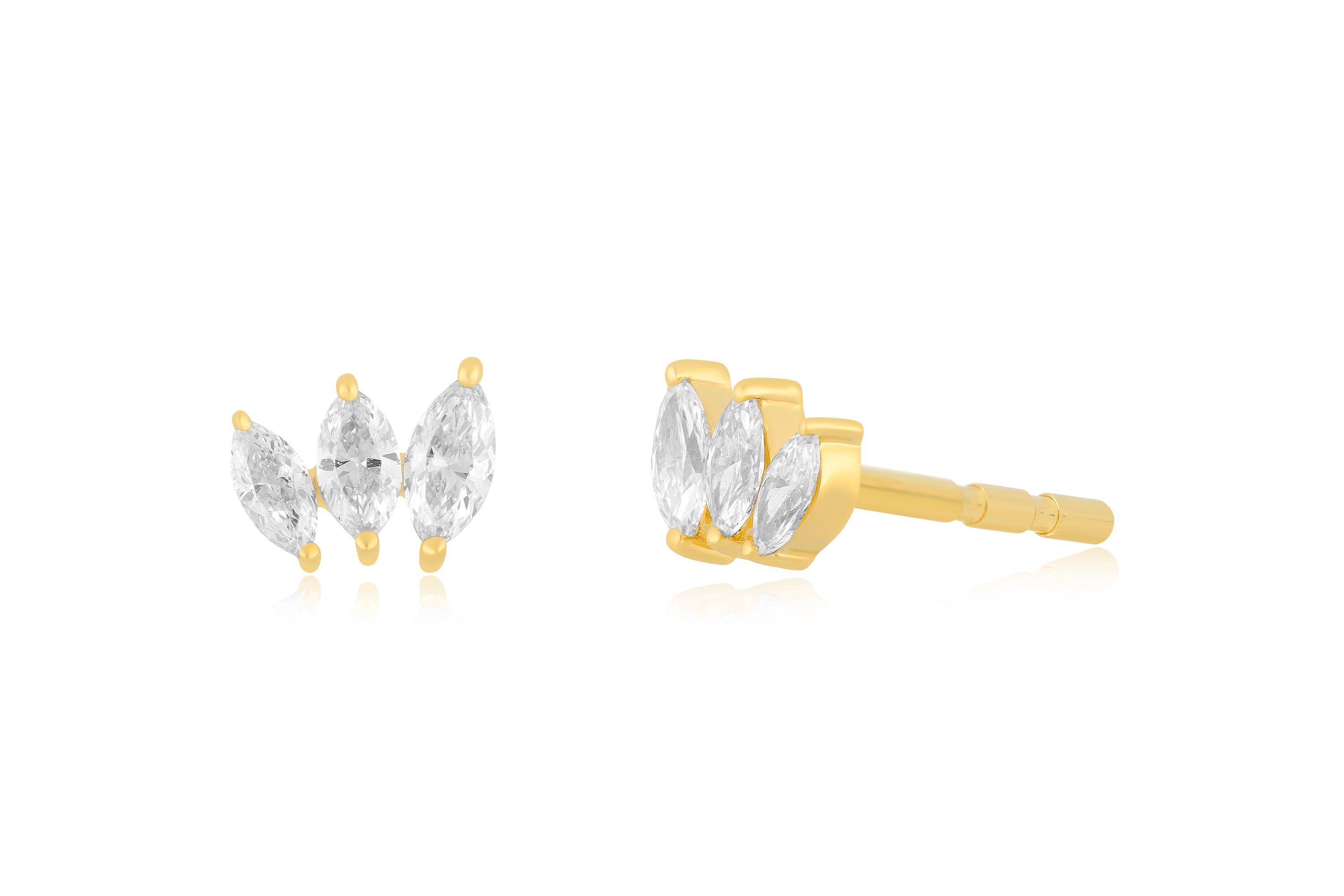 Diamond Marquise Mini Fan Stud Earring