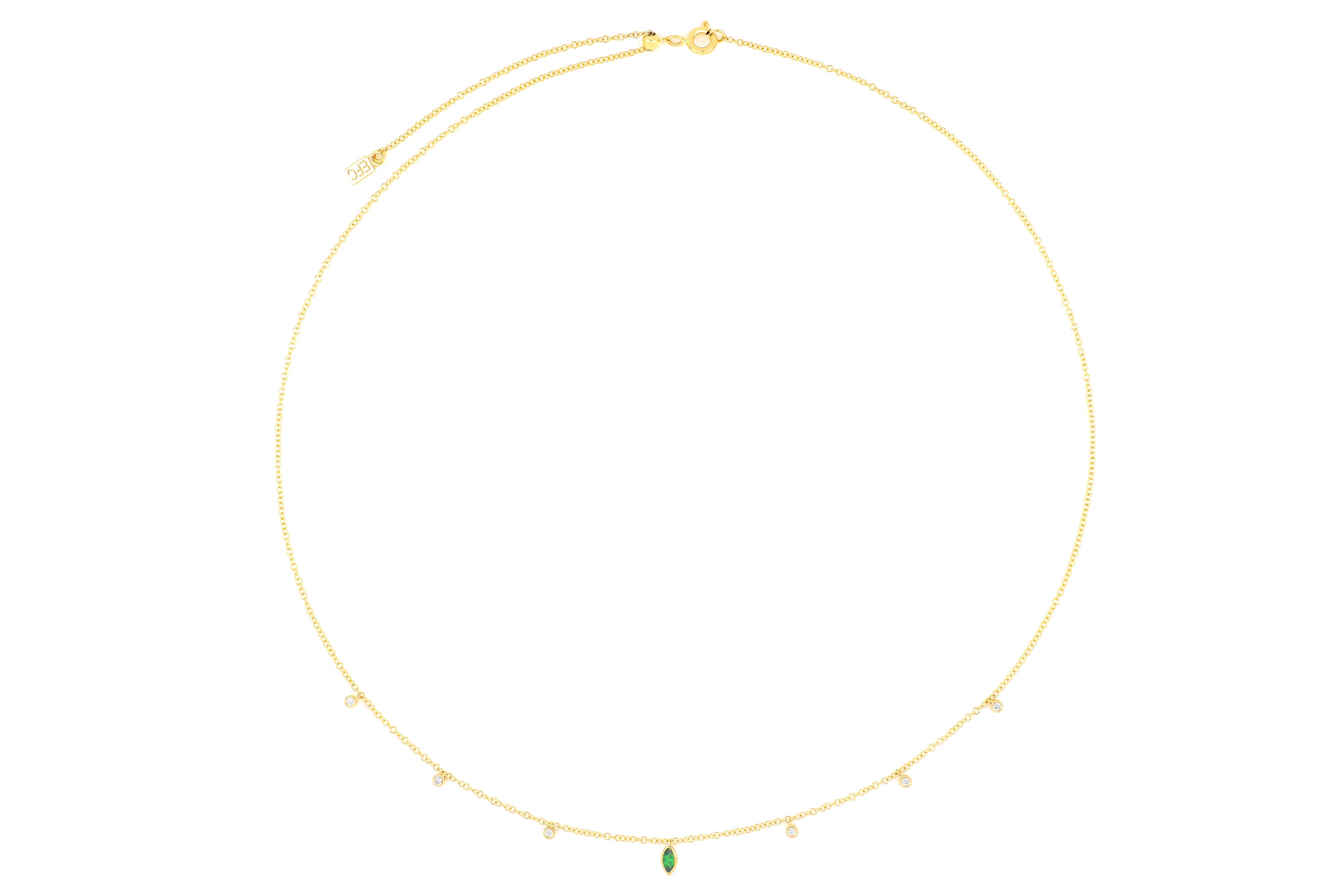 Diamond and Tsavorite Bezel Choker Necklace