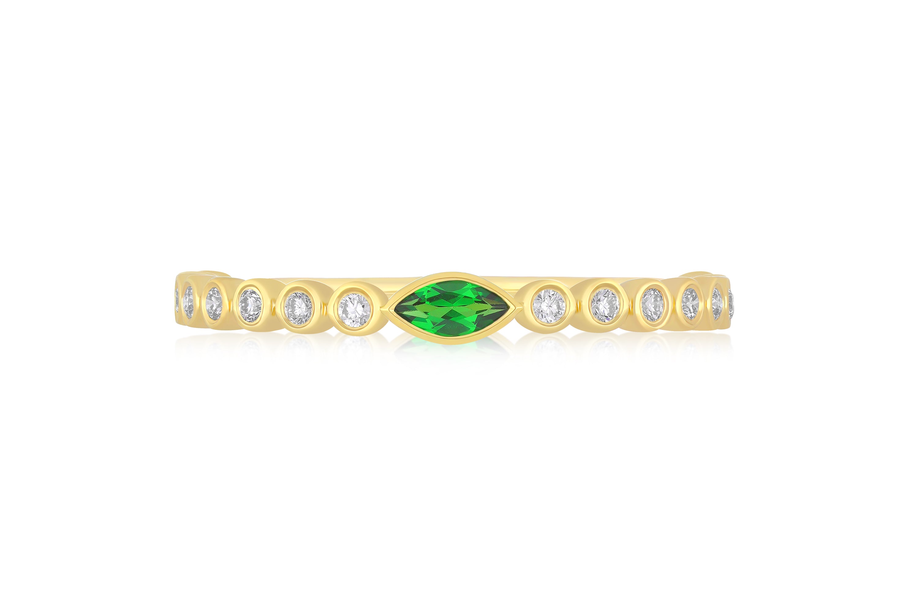 Diamond and Tsavorite Bezel Set Ring
