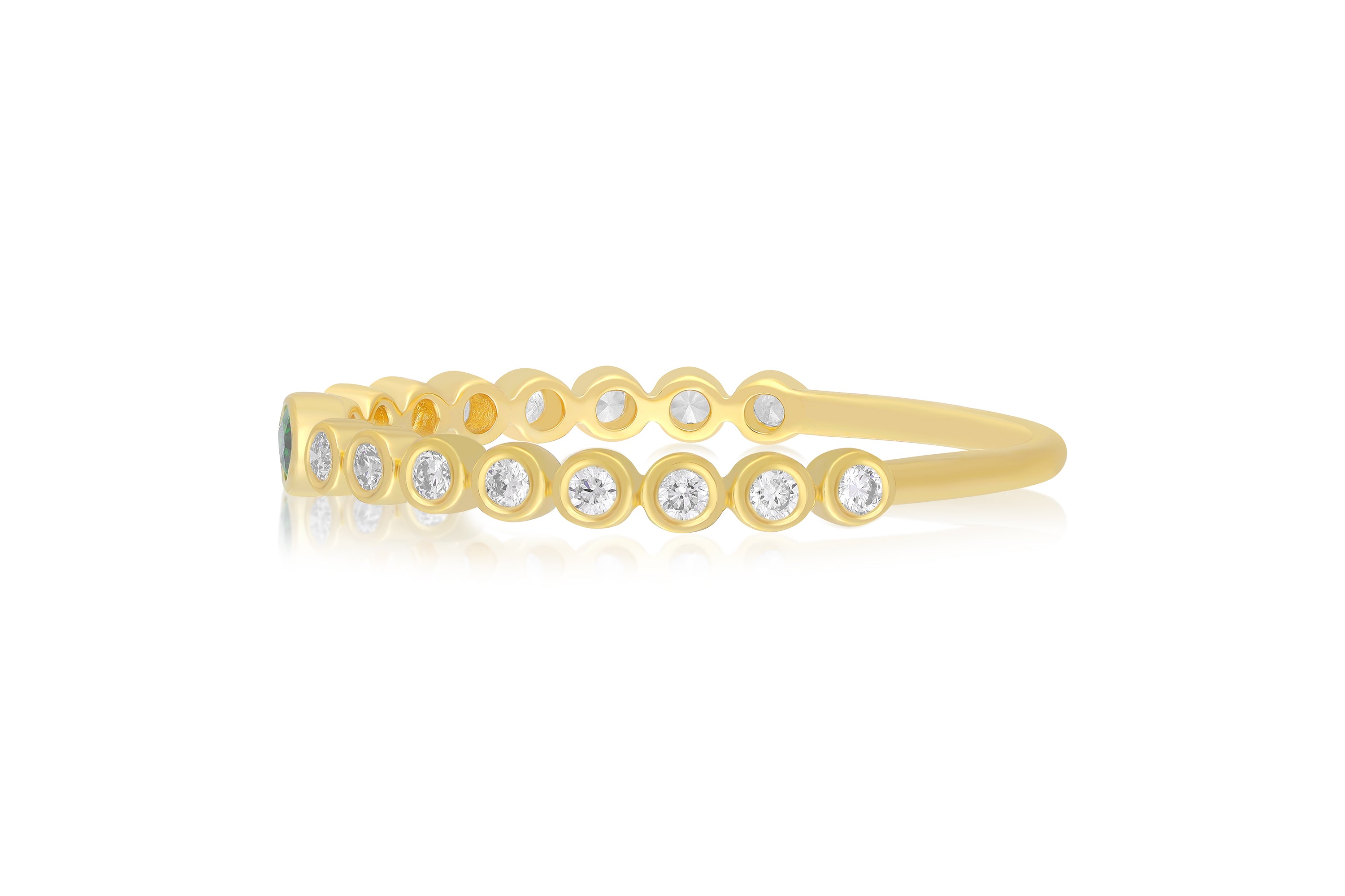 Diamond and Tsavorite Bezel Set Ring