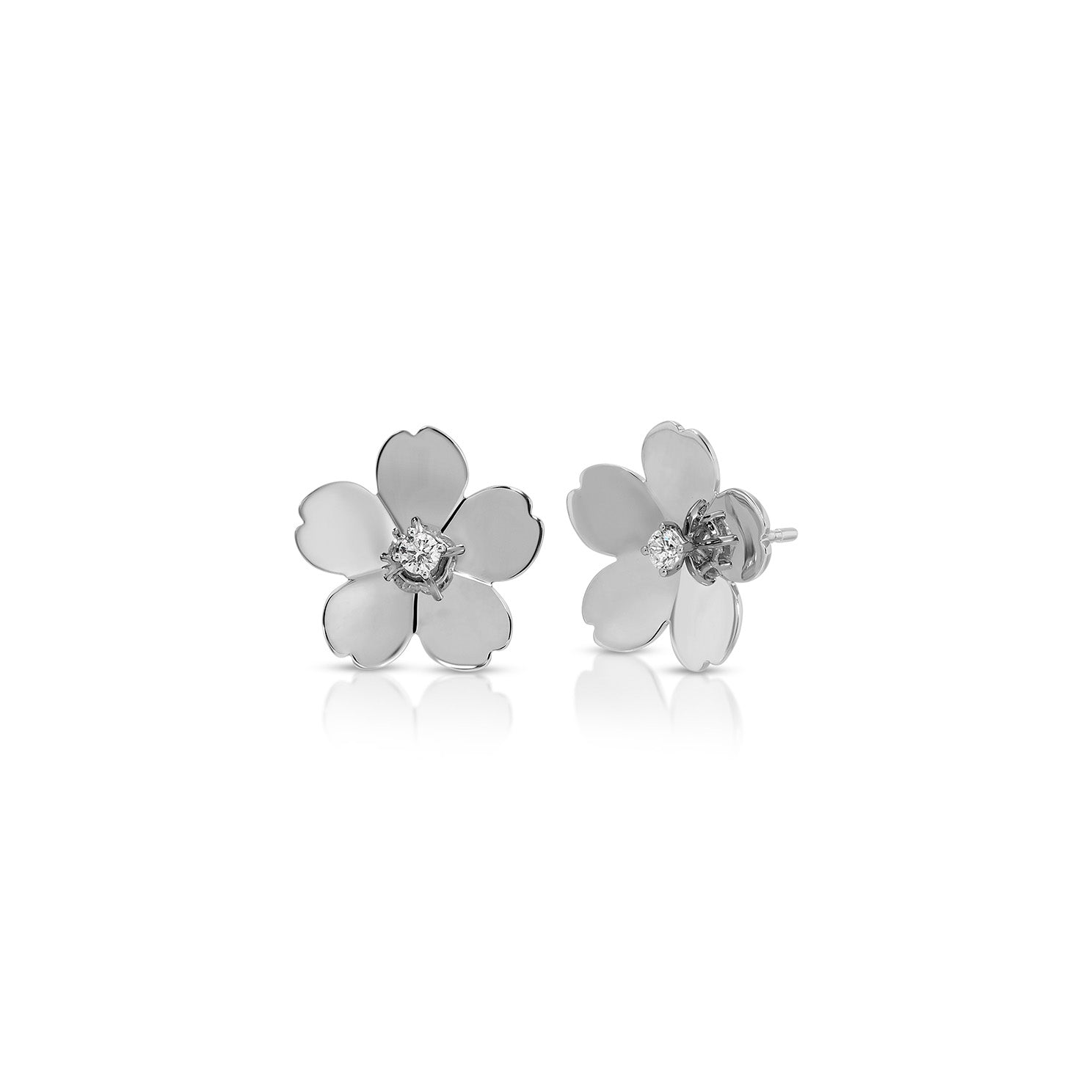 Gold Jumbo Cherry Blossom Stud Earrings