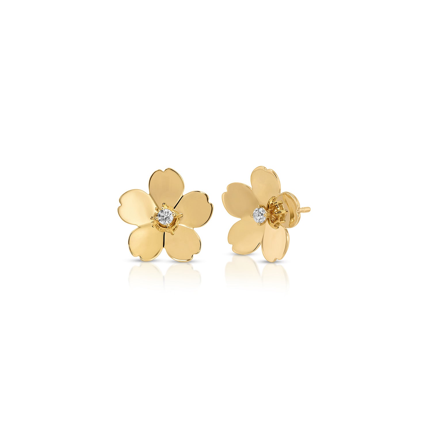 Gold Jumbo Cherry Blossom Stud Earrings