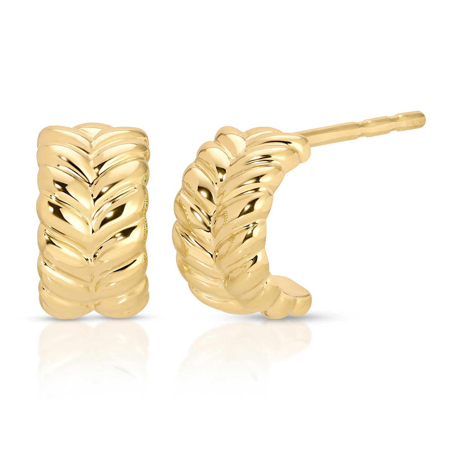 Gold Herringbone Mini Huggies