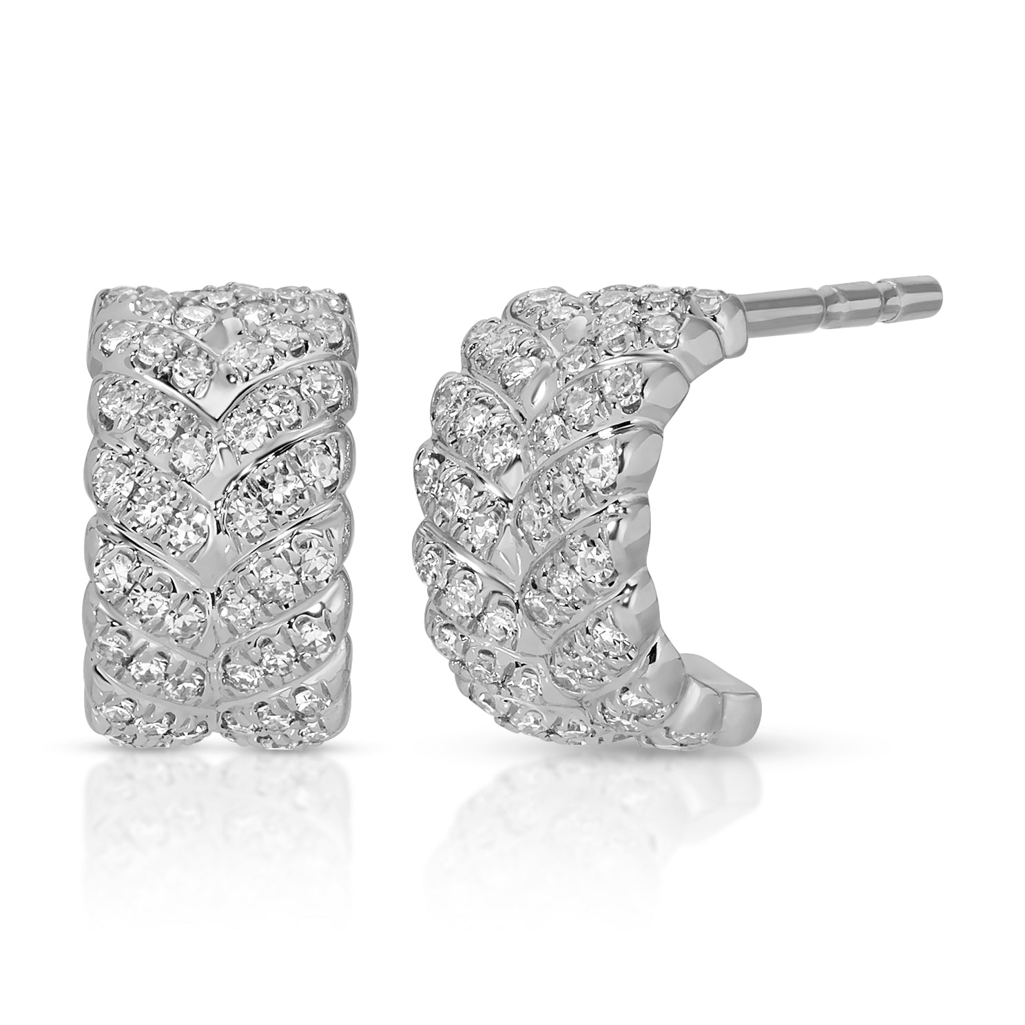 Diamond Herringbone Mini Huggies