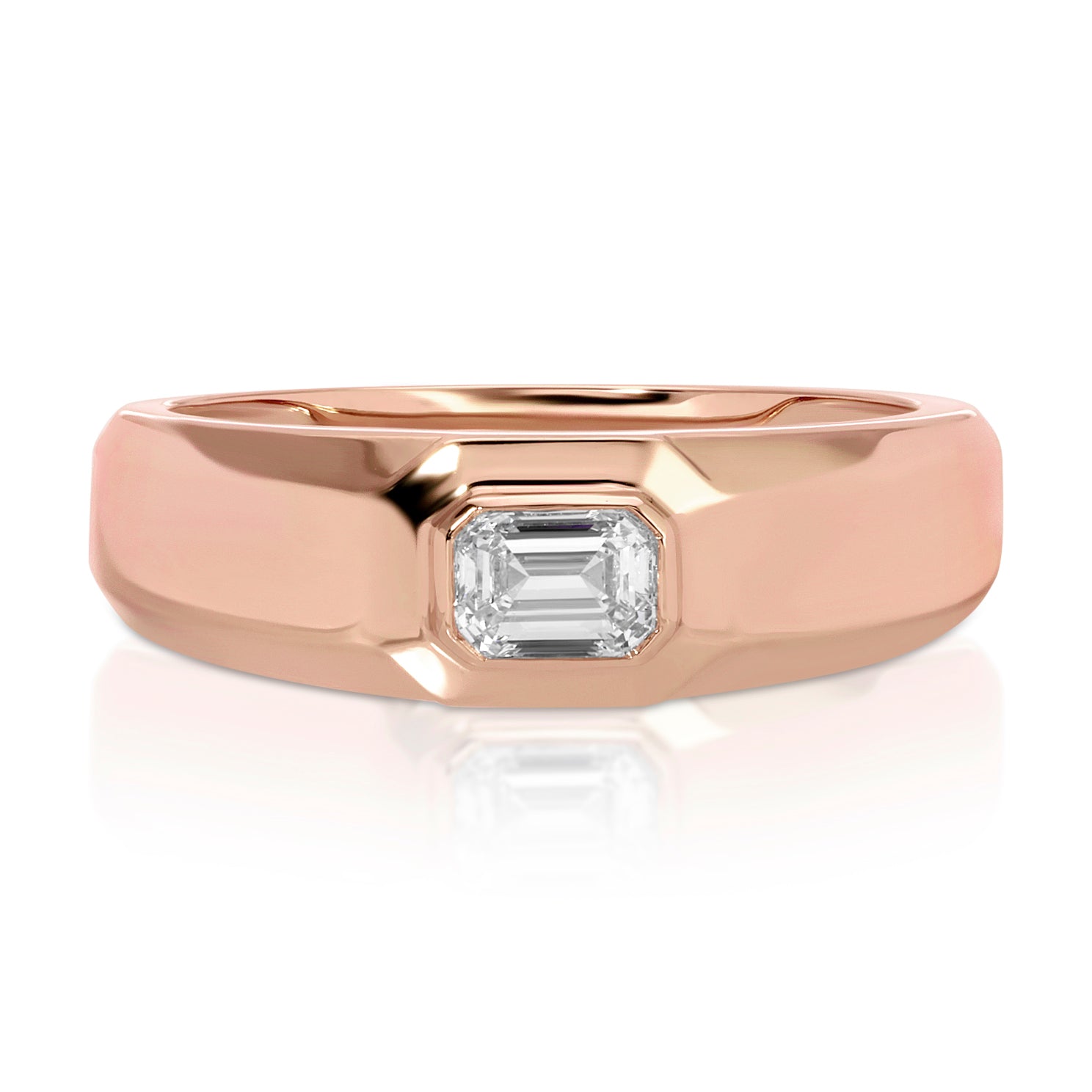Emerald Cut Diamond Signet Ring
