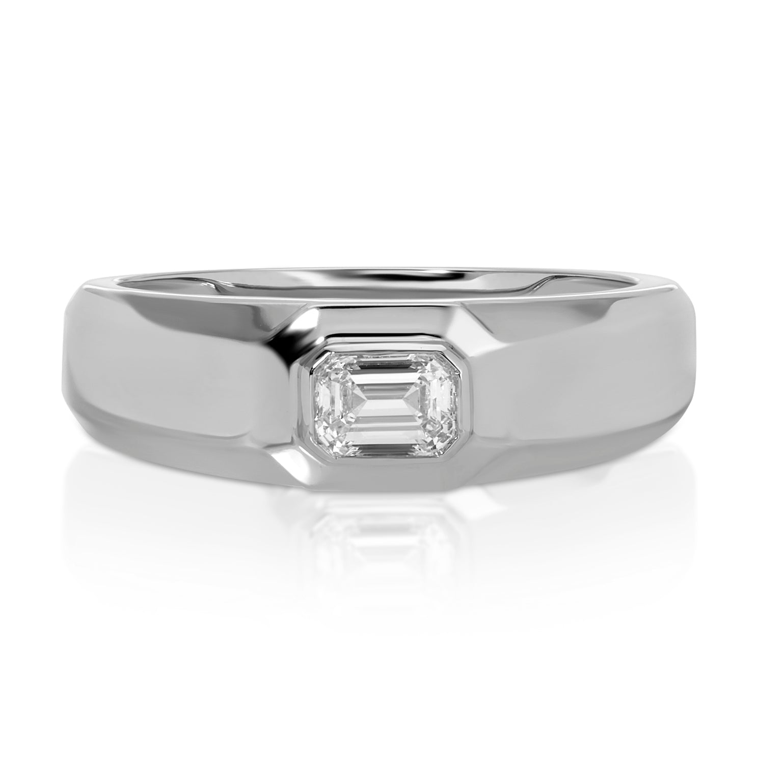 Emerald Cut Diamond Signet Ring