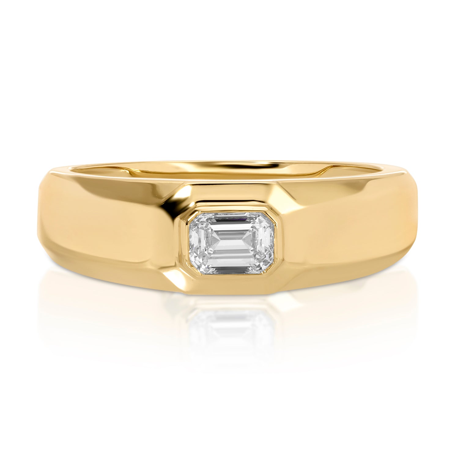 Emerald Cut Diamond Signet Ring