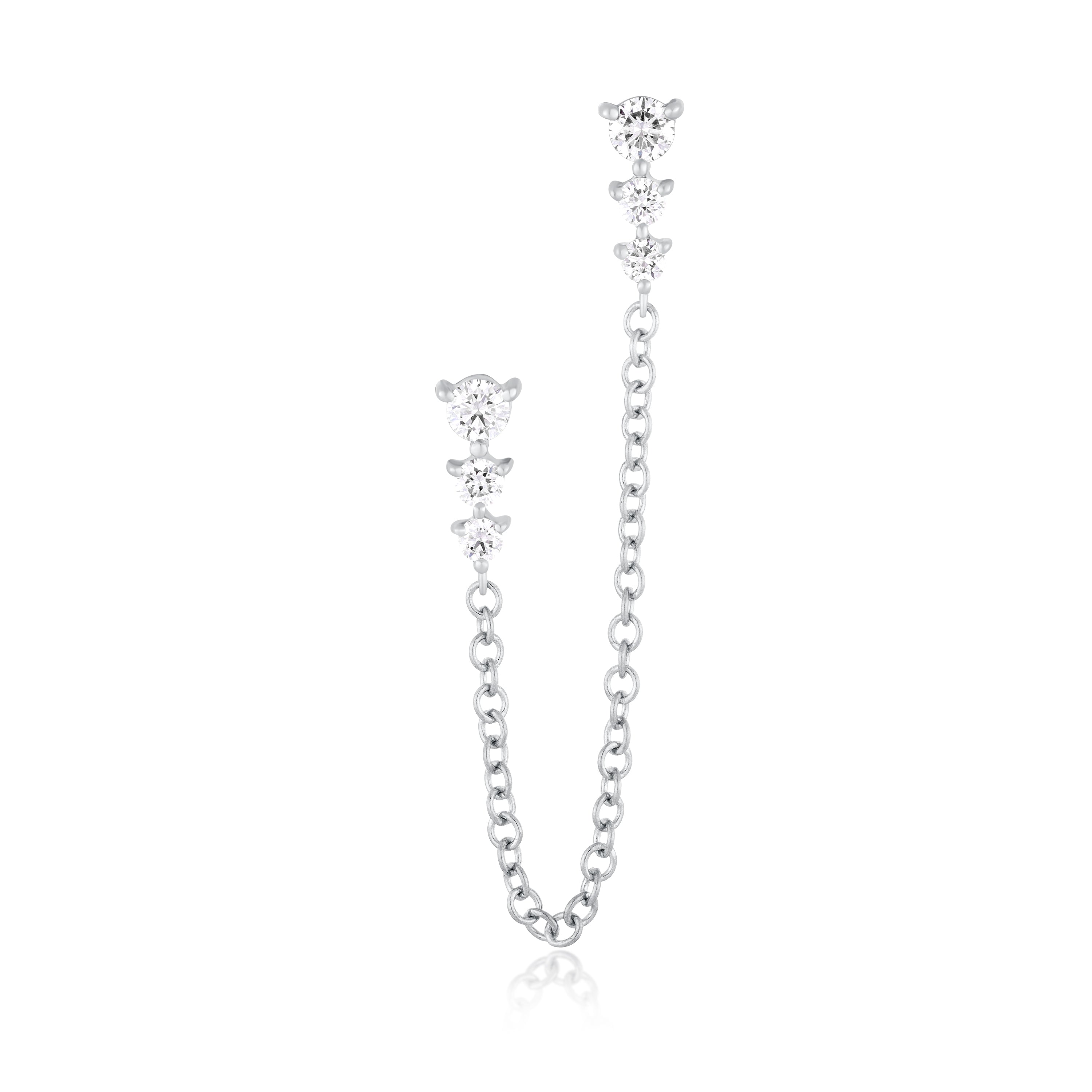Graduated Diamond Double Chain Stud Earring