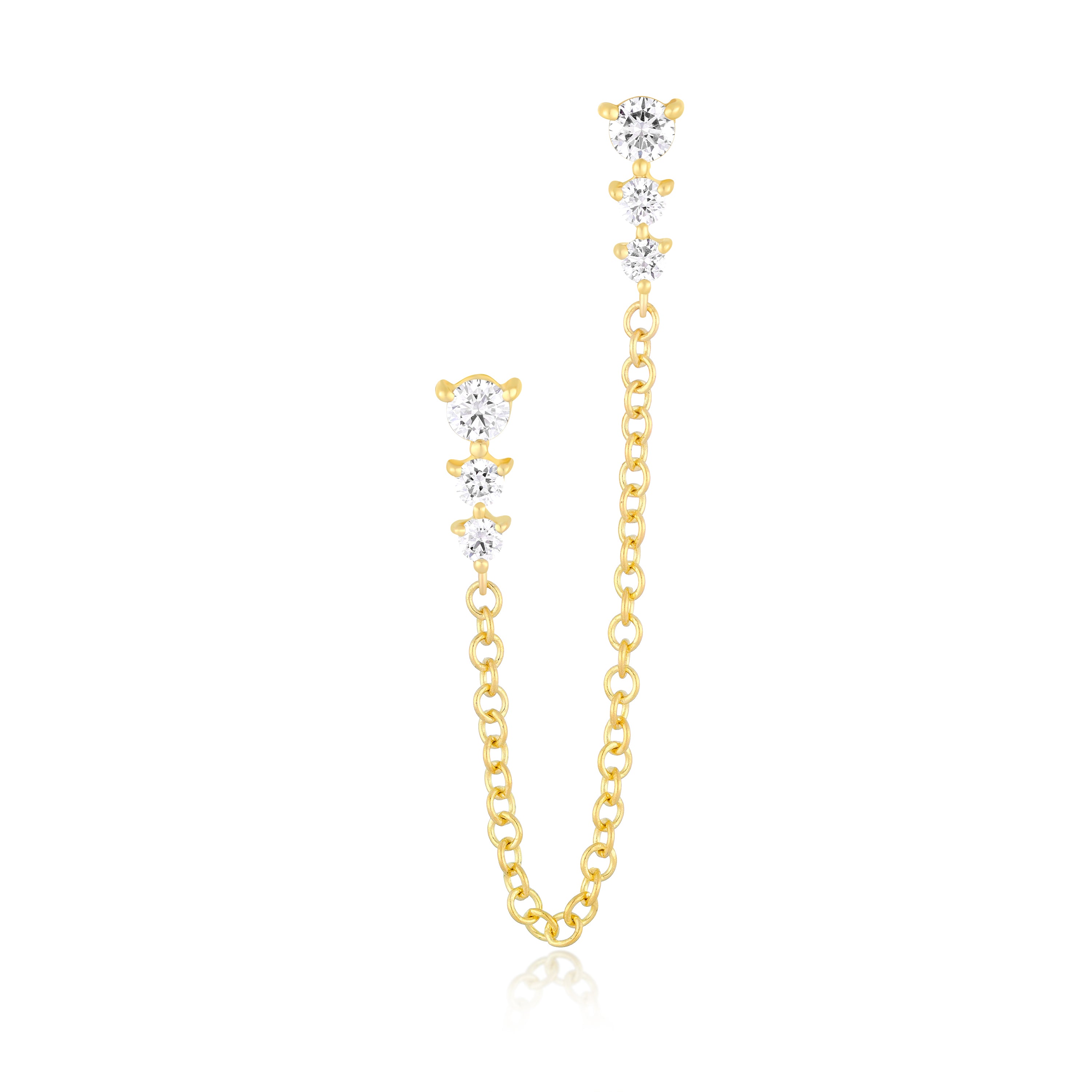 Graduated Diamond Double Chain Stud Earring