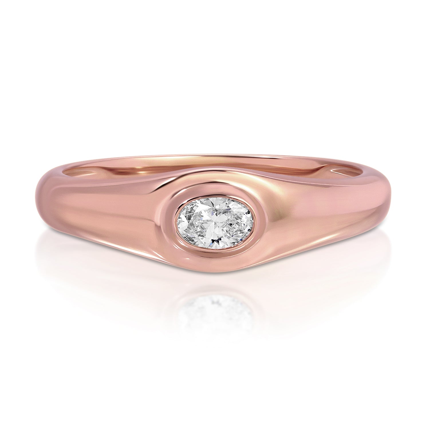 Oval Diamond Signet Ring