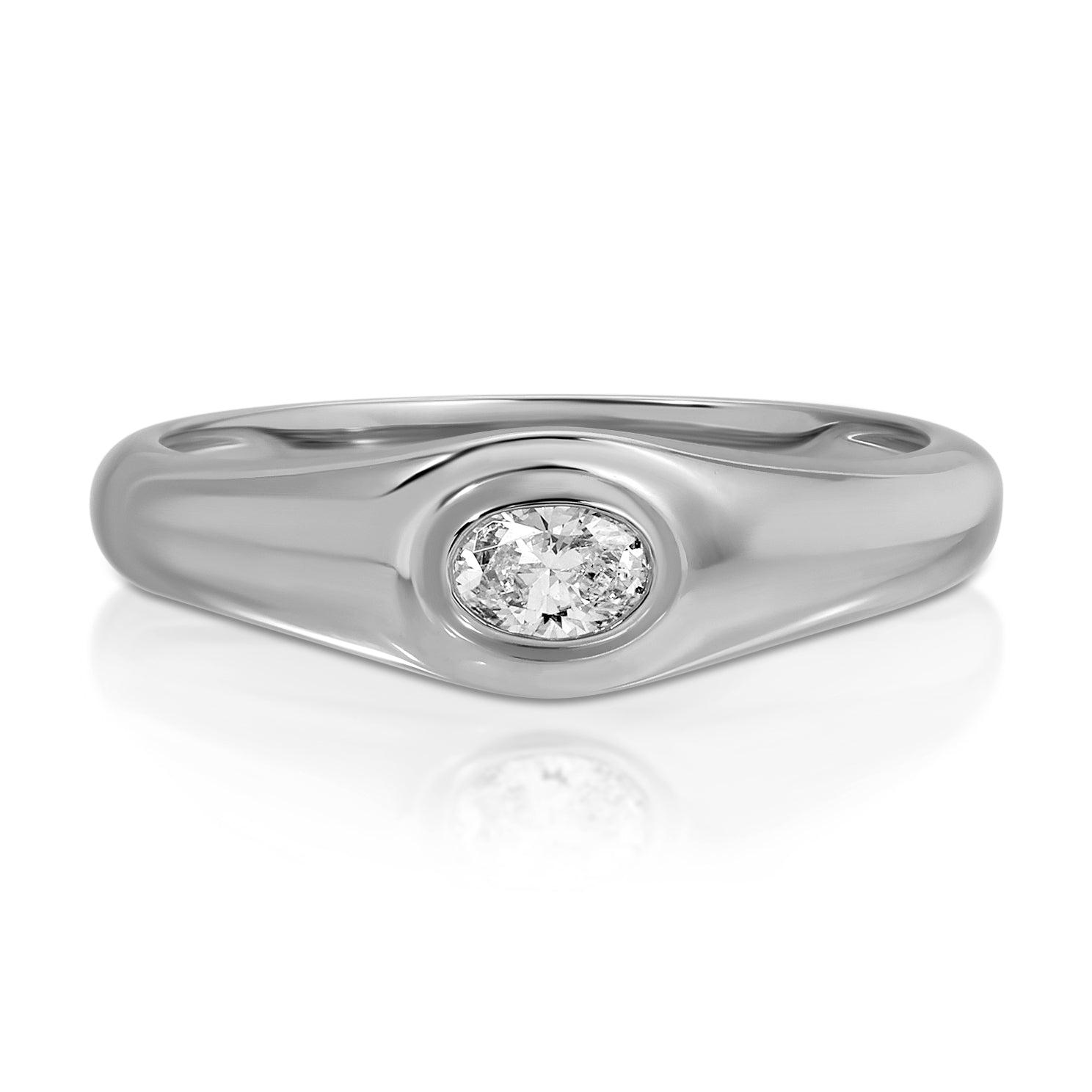 Oval Diamond Signet Ring