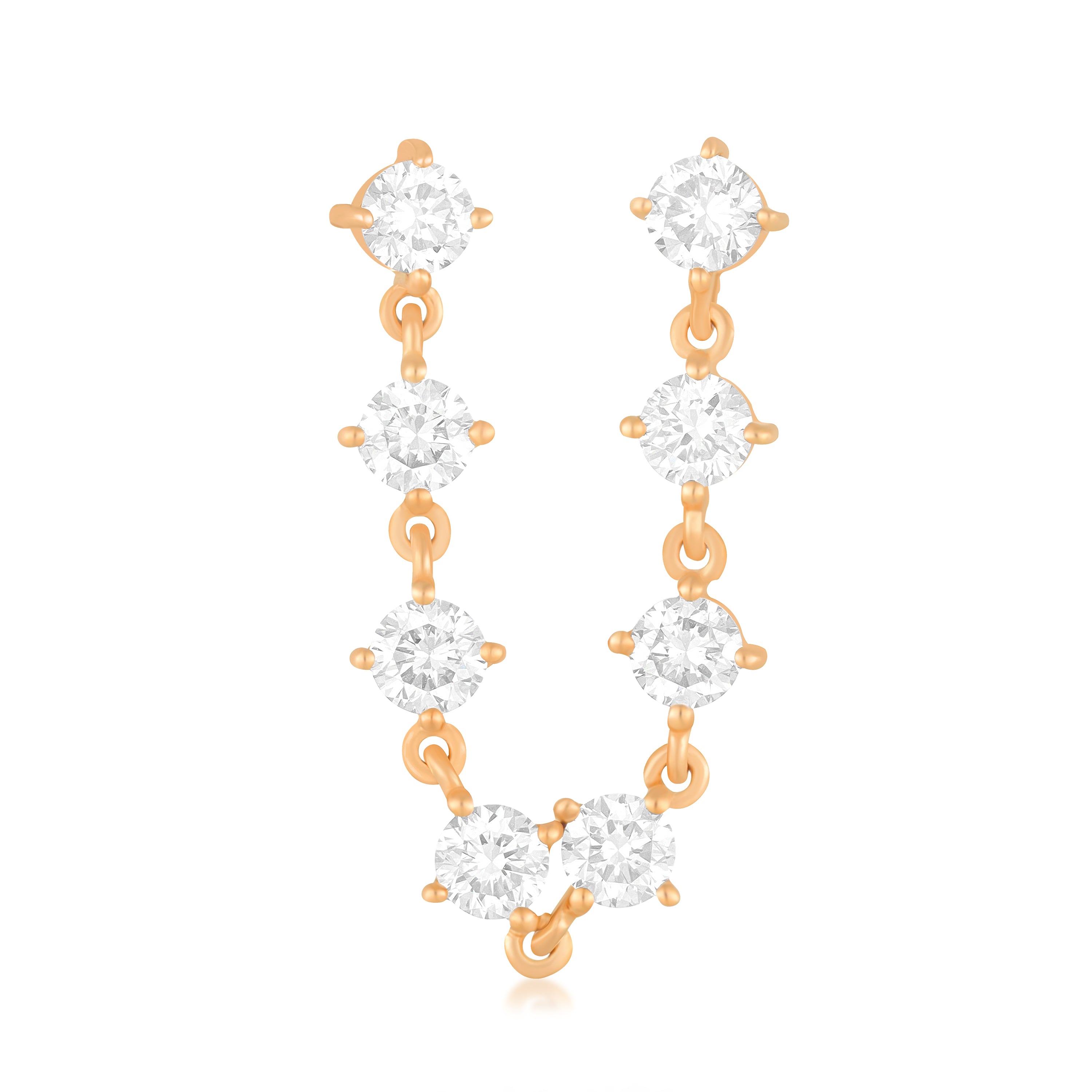 Jumbo Prong Set Diamond Double Chain Stud Earring