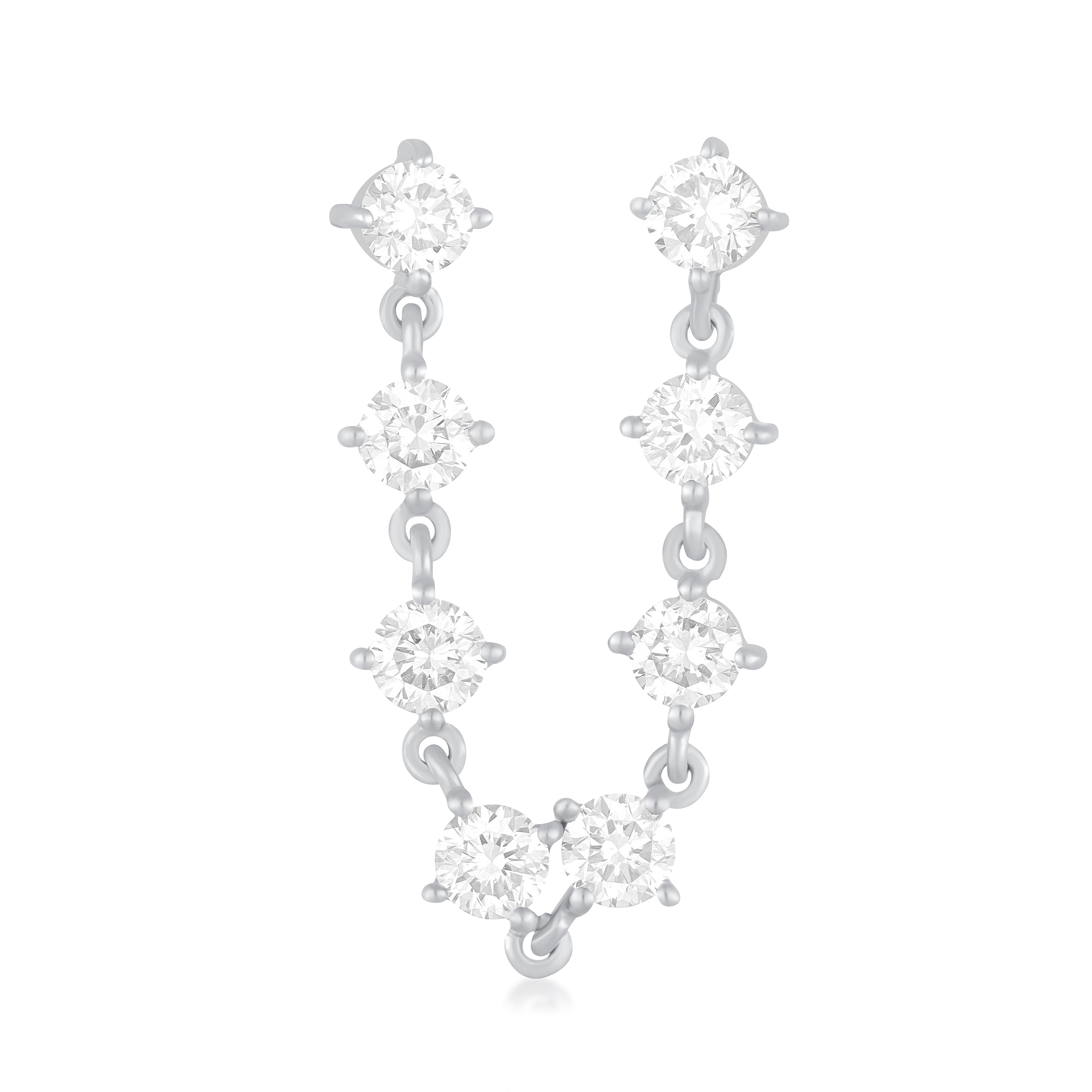 Jumbo Prong Set Diamond Double Chain Stud Earring