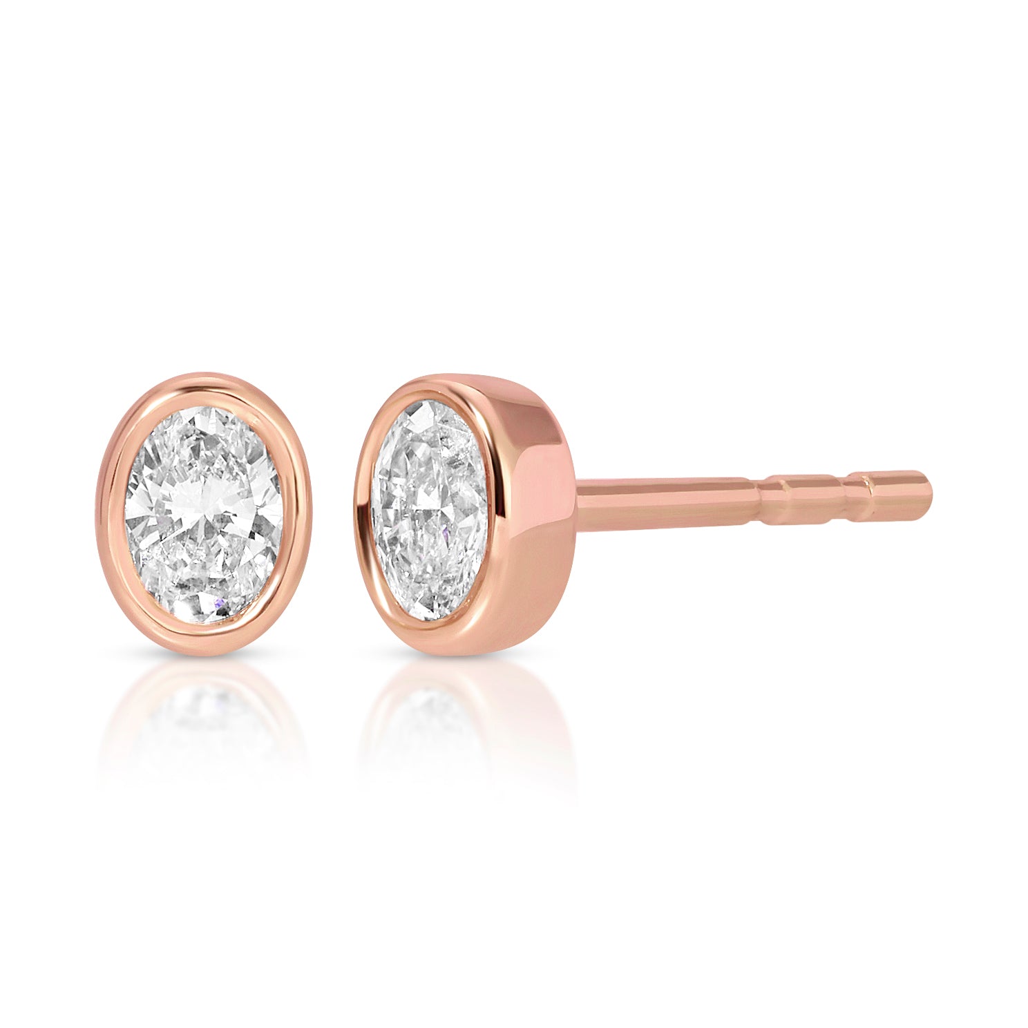 Bezel Set Oval Diamond Stud Earrings