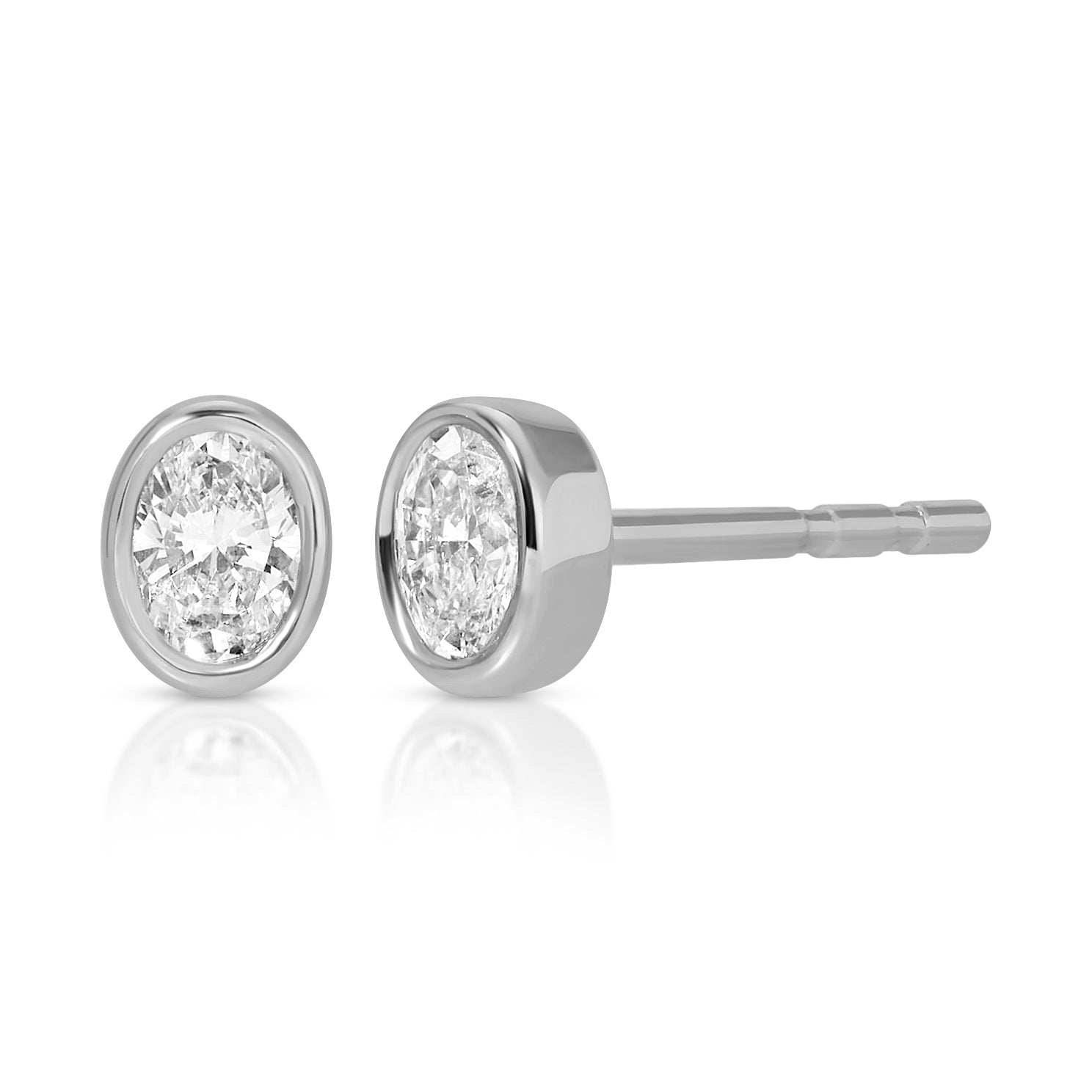 Bezel Set Oval Diamond Stud Earrings
