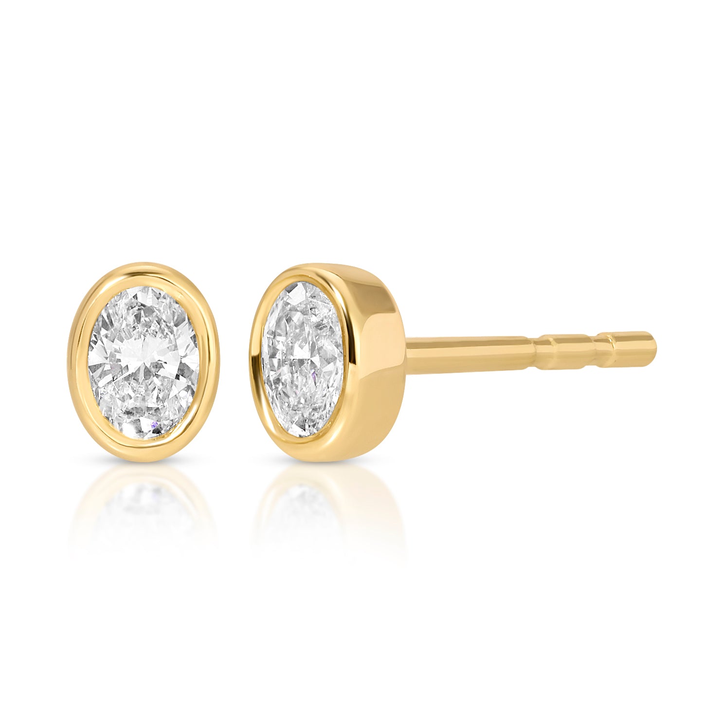 Bezel Set Oval Diamond Stud Earrings