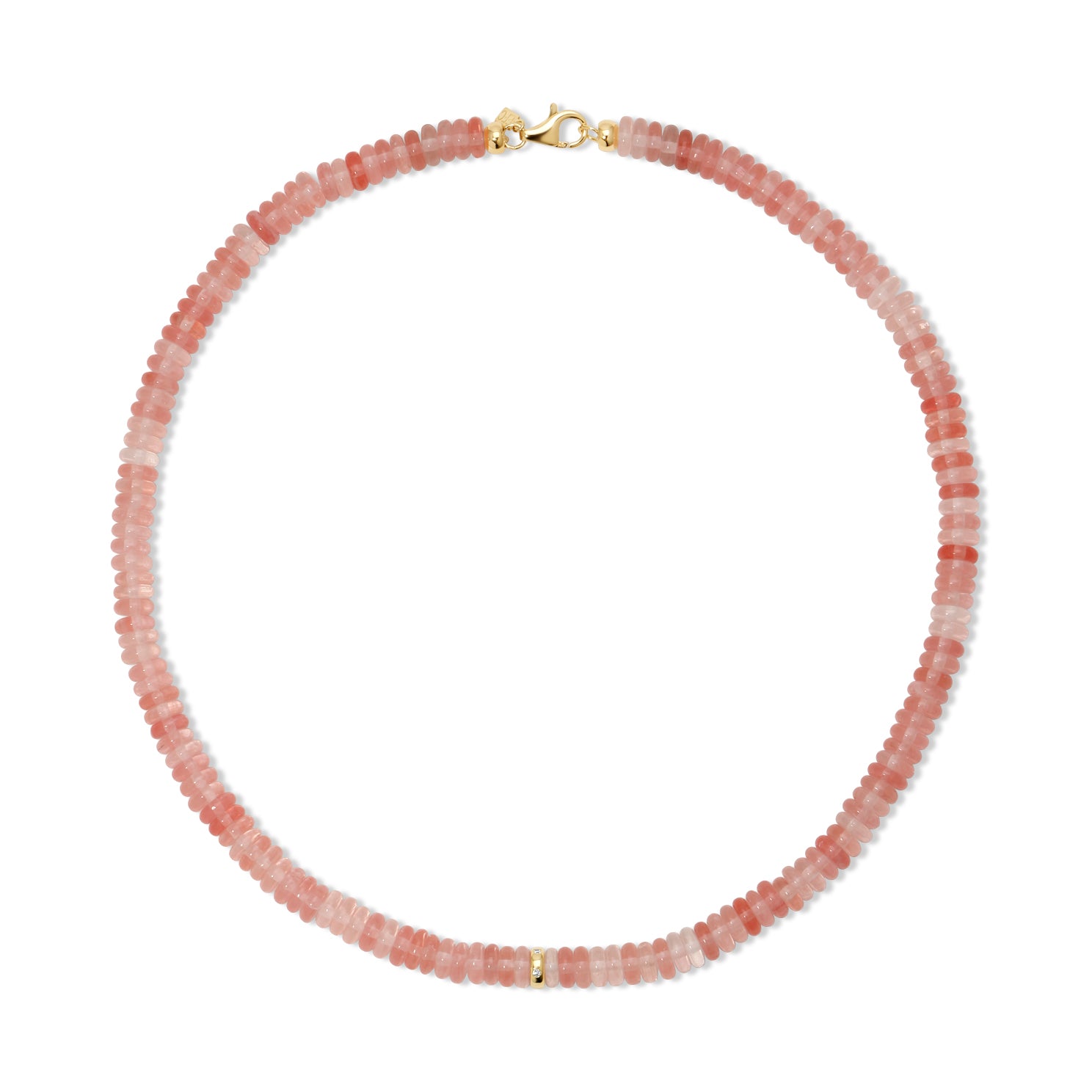 Pink Quartz Rondelle Bead Necklace