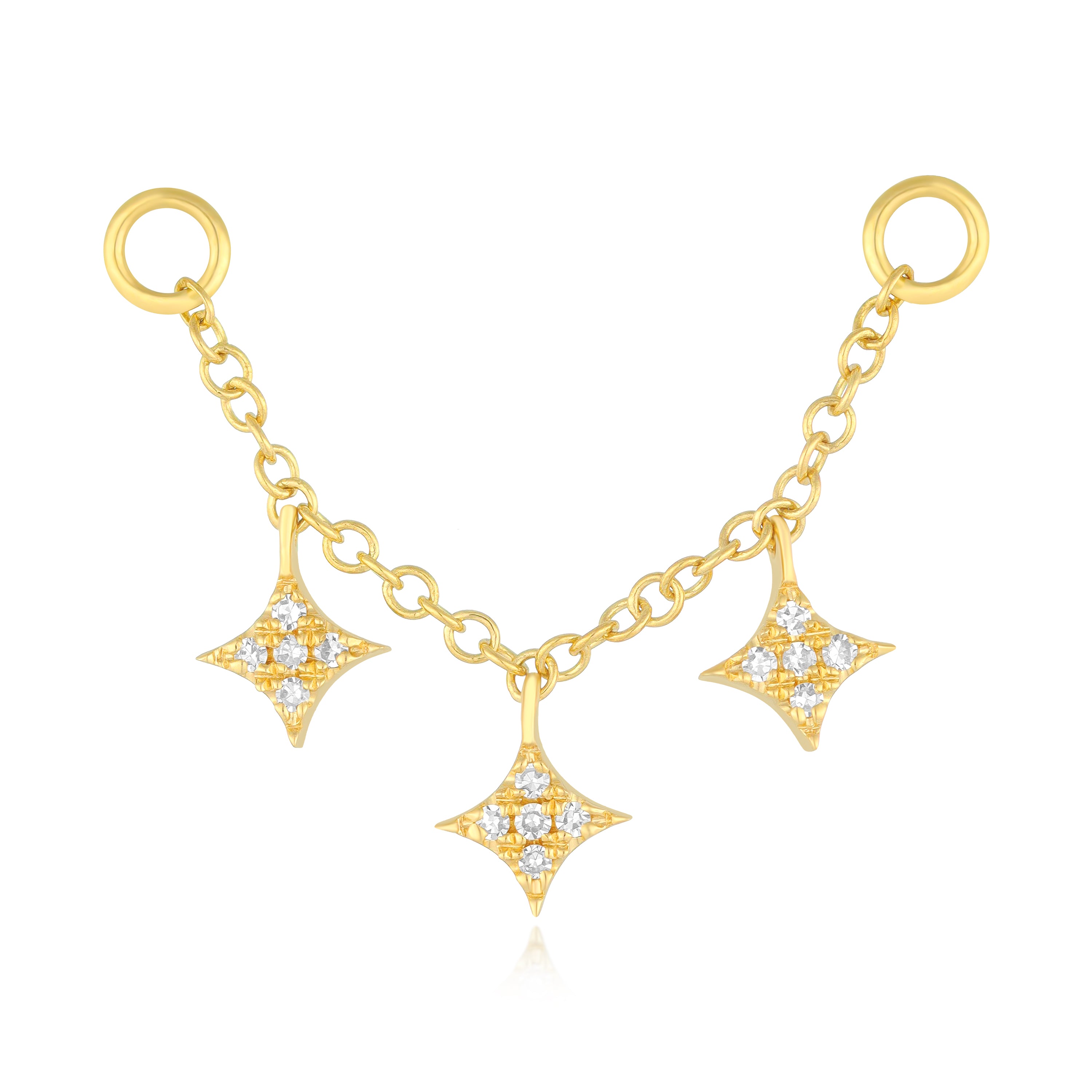 Triple Diamond Sparkle Stud Earring Charm