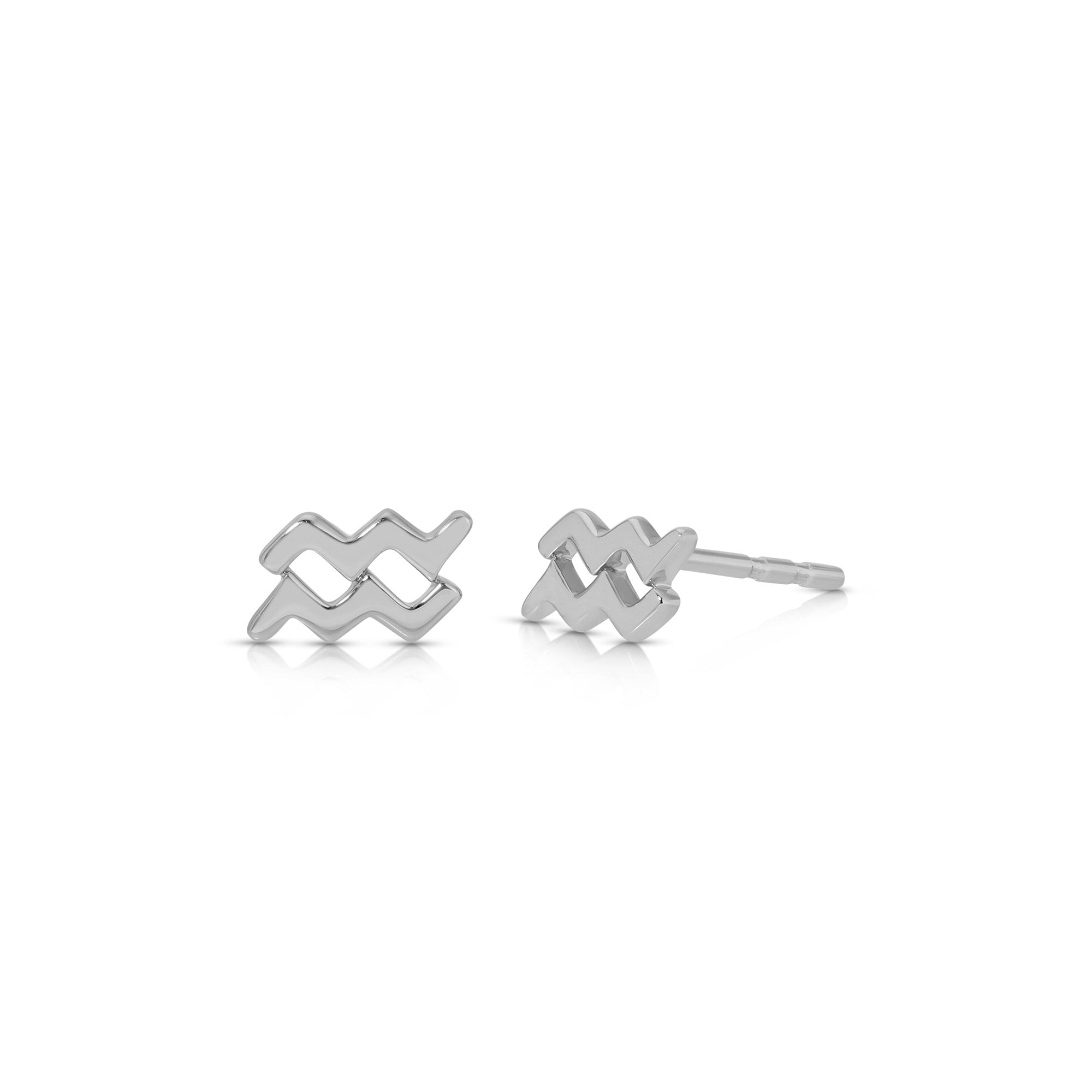 Mini Gold Aquarius Zodiac Stud Earrings