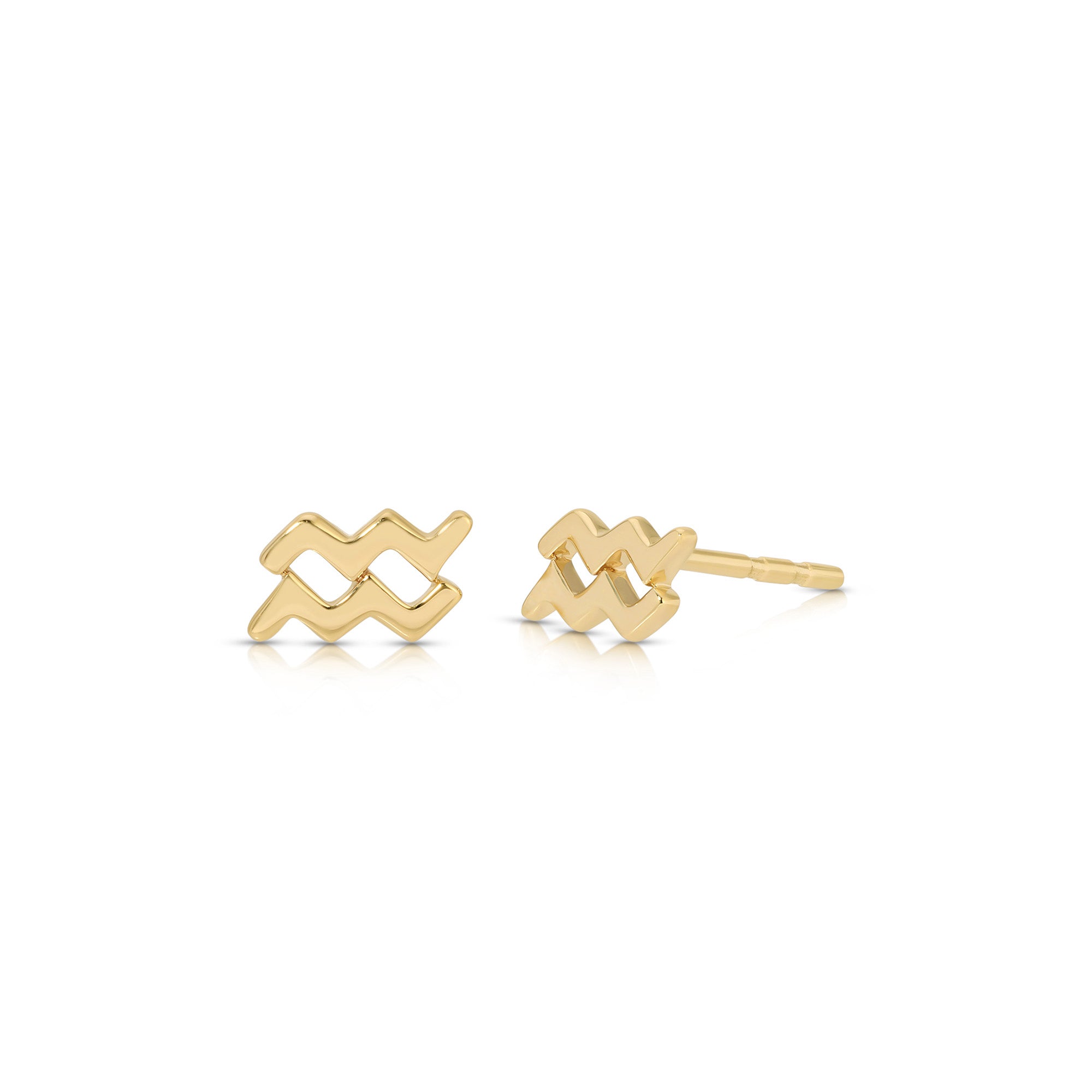Mini Gold Aquarius Zodiac Stud Earrings