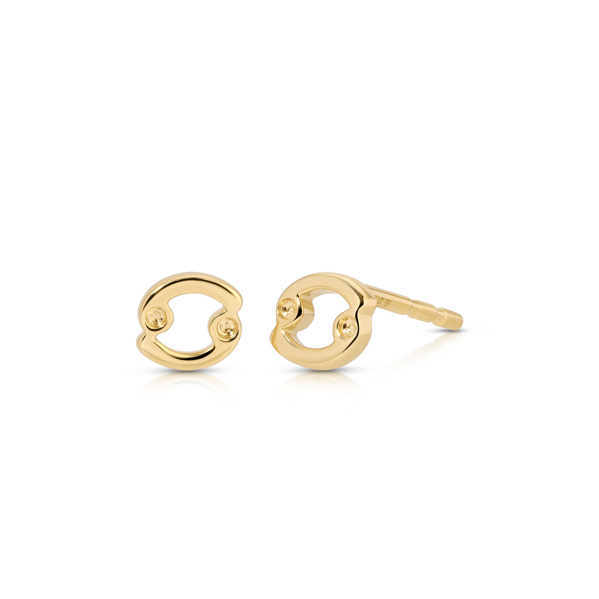 Mini Gold Cancer Zodiac Stud Earrings