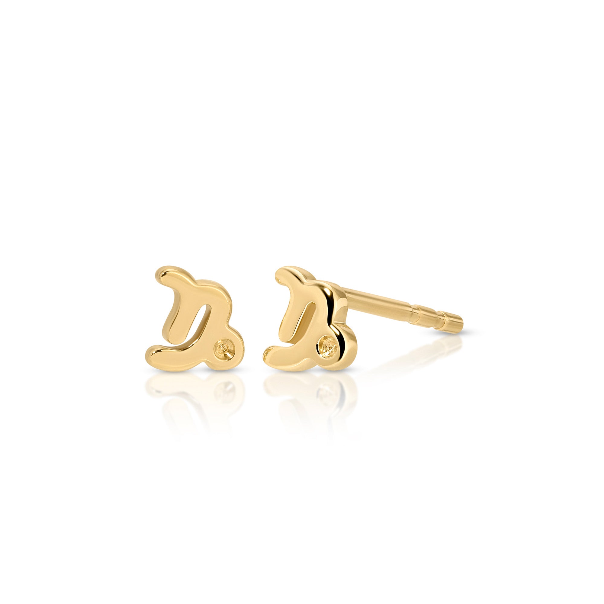 Mini Gold Capricorn Zodiac Stud Earrings