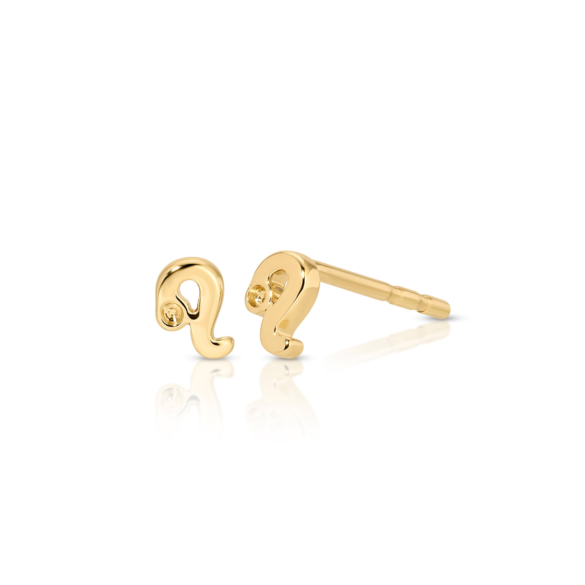 Mini Gold Leo Zodiac Stud Earrings