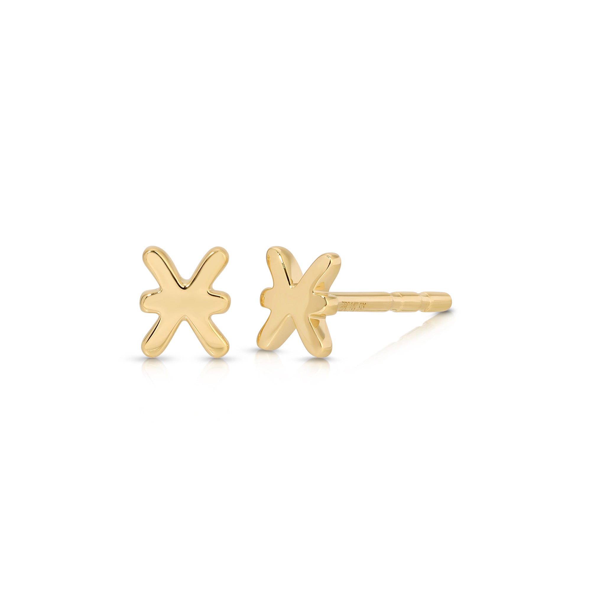 Mini Gold Pisces Zodiac Stud Earrings