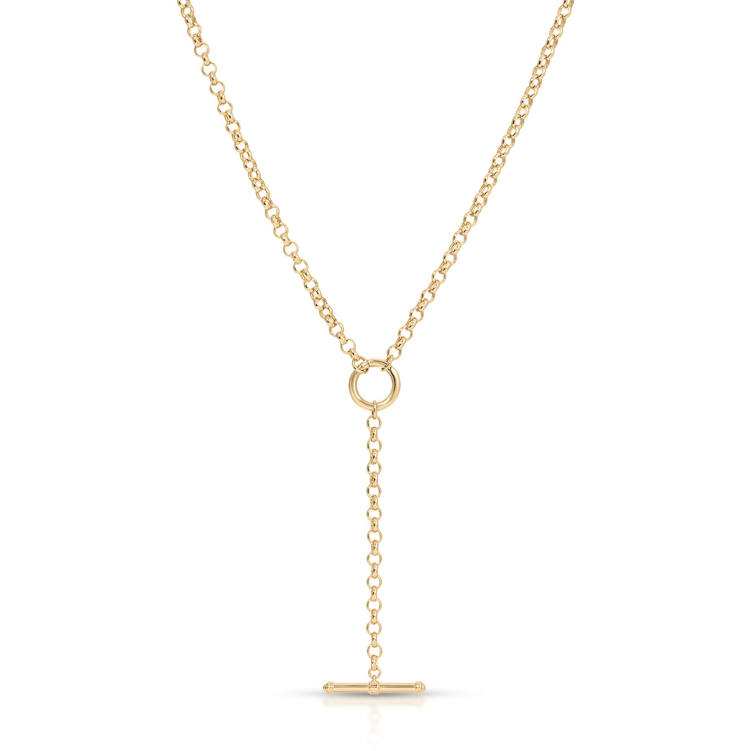 Rolo Chain Enhanced Lariat Necklace With Gold Toggle