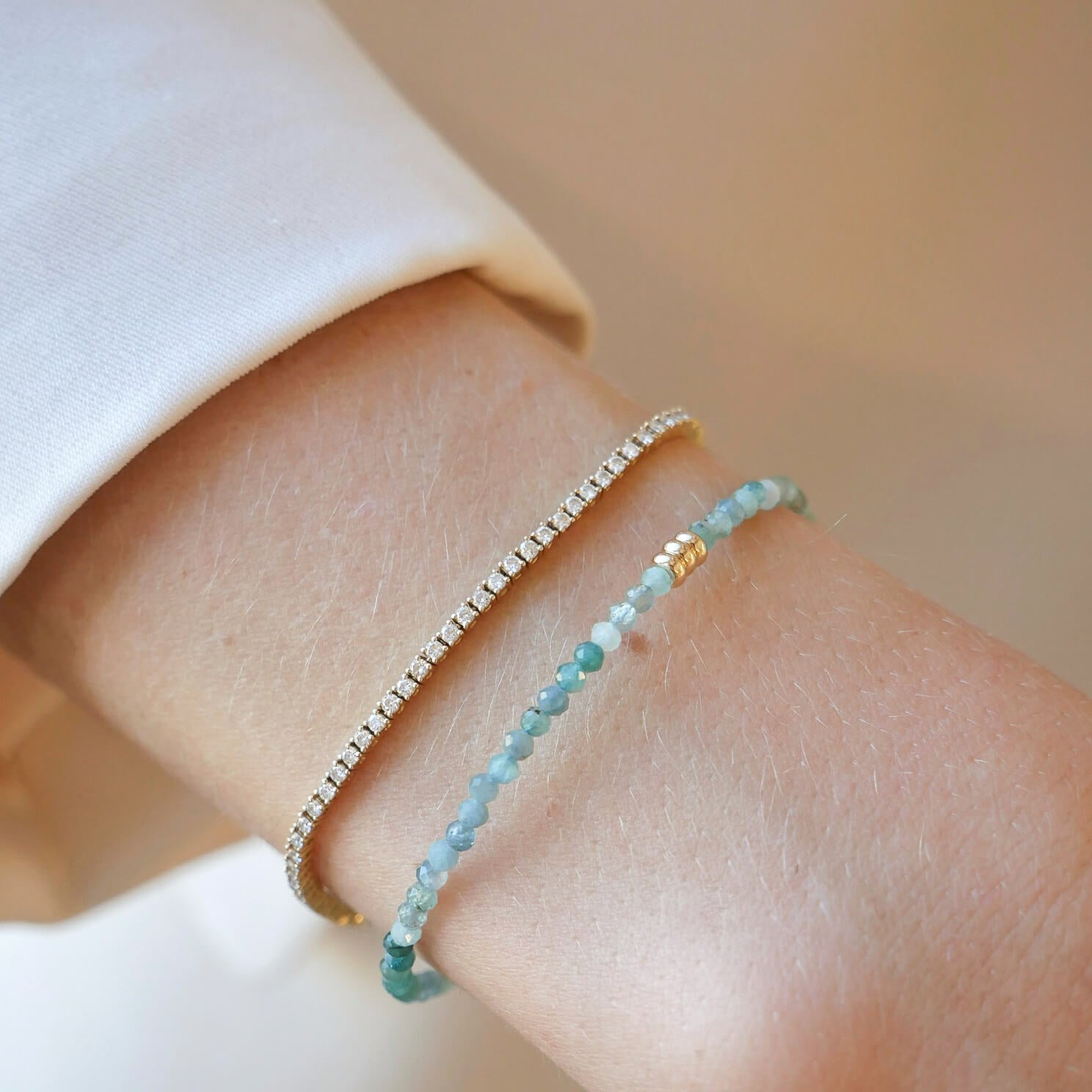 Ombré Tourmaline Birthstone Bead Bracelet