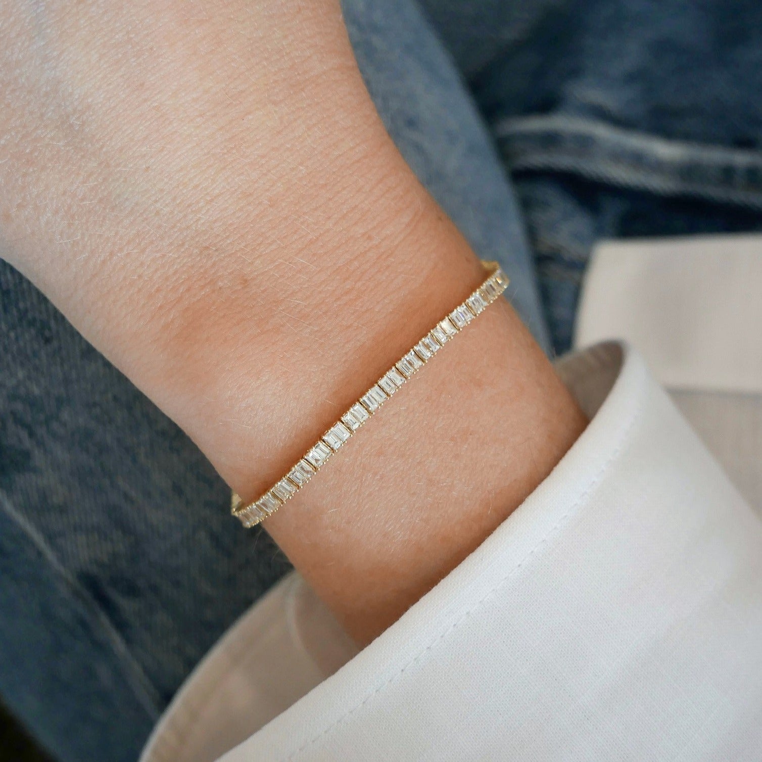 Prong Set Diamond Baguette Eternity Bracelet