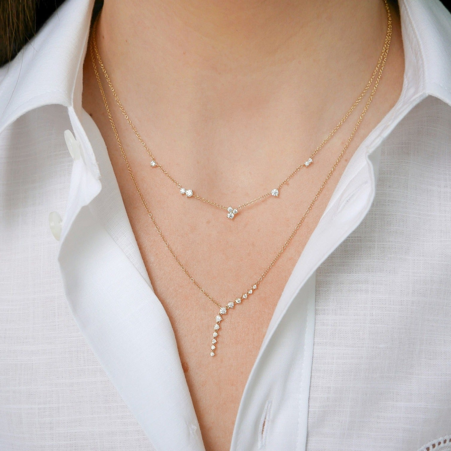Multi Diamond Cluster Necklace