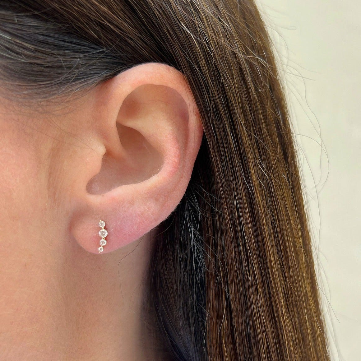 Prong Set Diamond Arc Stud Earring