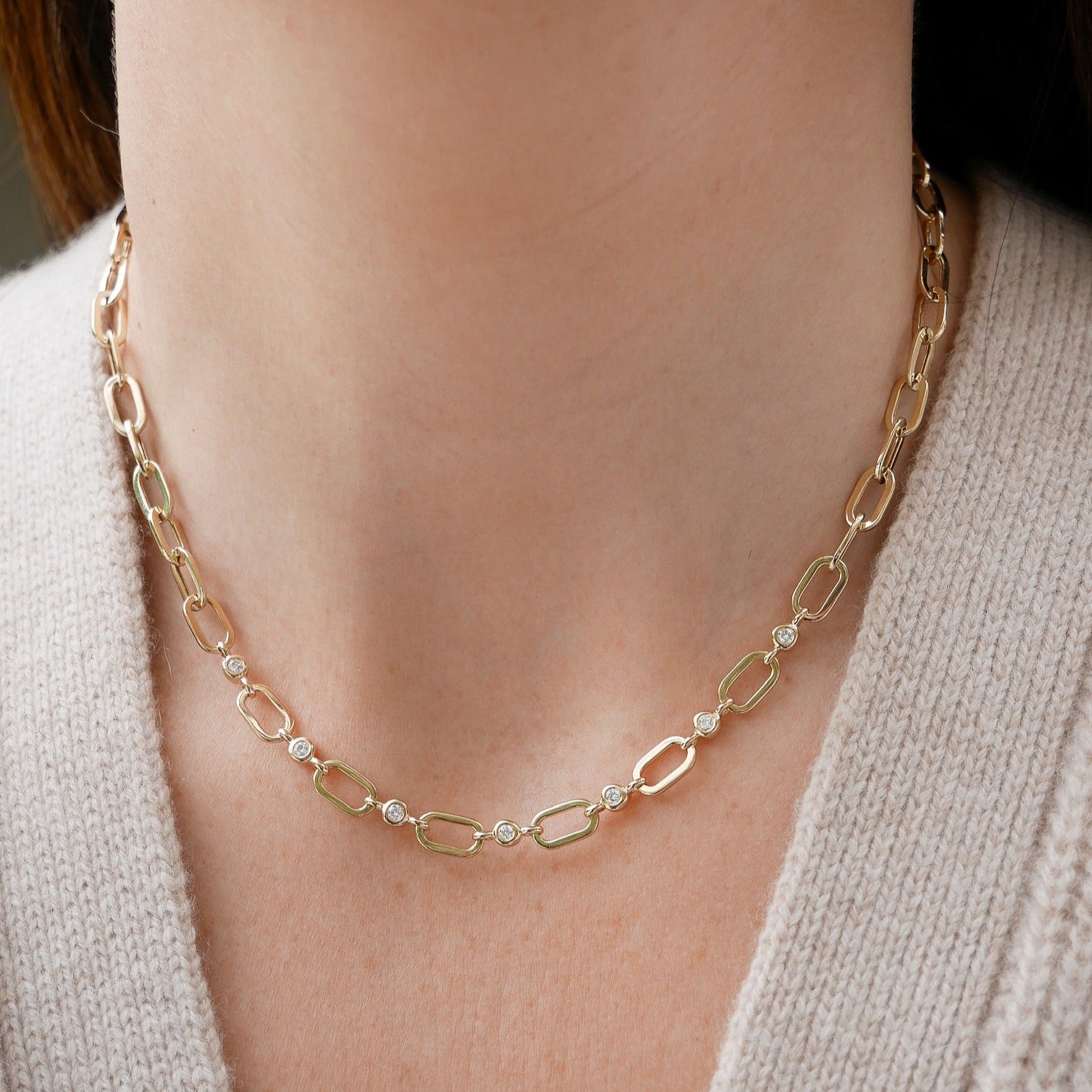 Diamond Pillow Jumbo Link Chain Necklace
