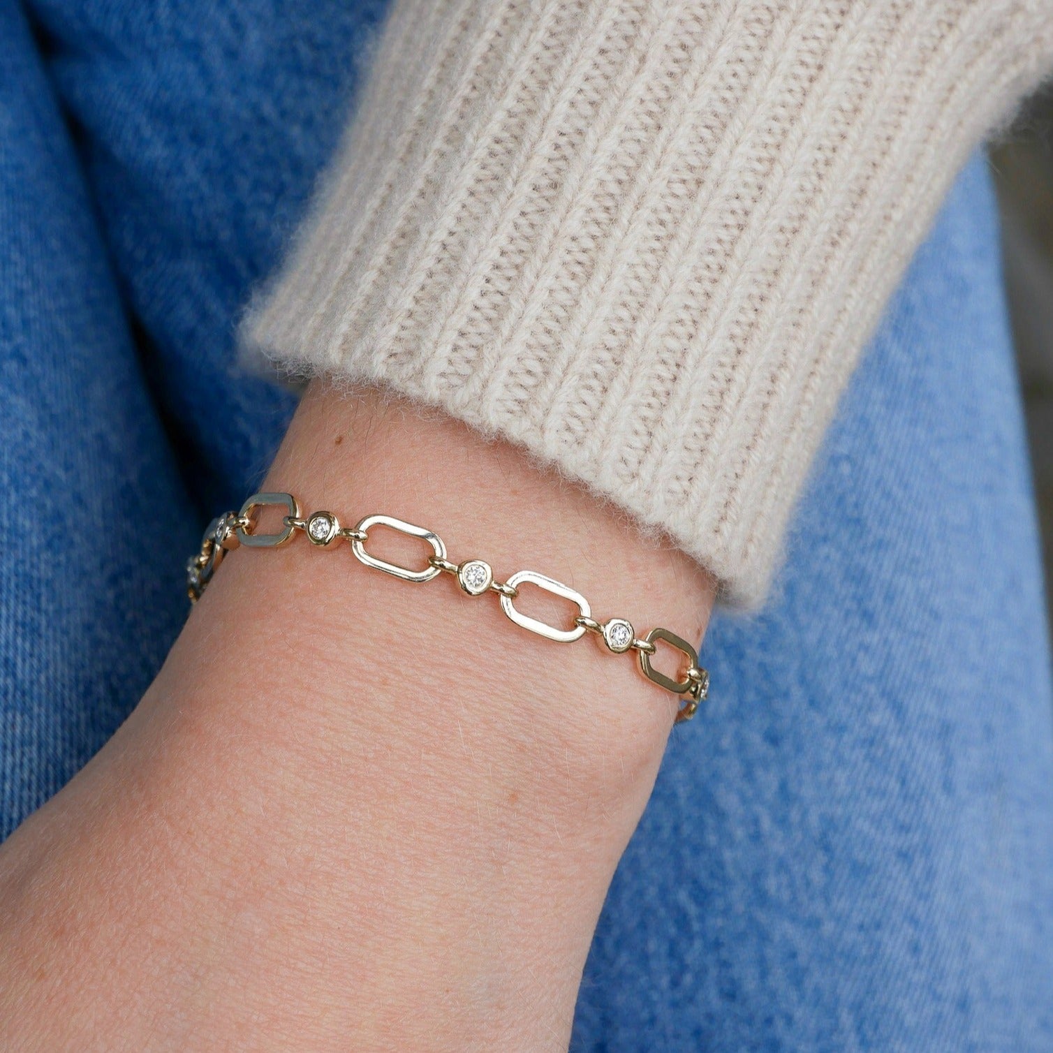 Diamond Pillow Jumbo Link Chain Bracelet