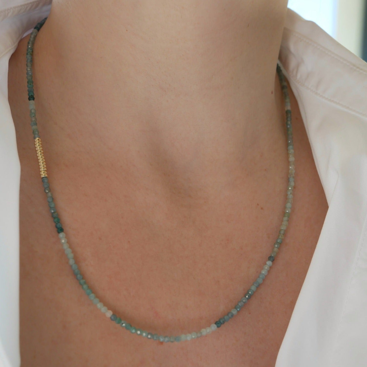 Ombré Tourmaline Birthstone Bead Necklace & Triple Wrap