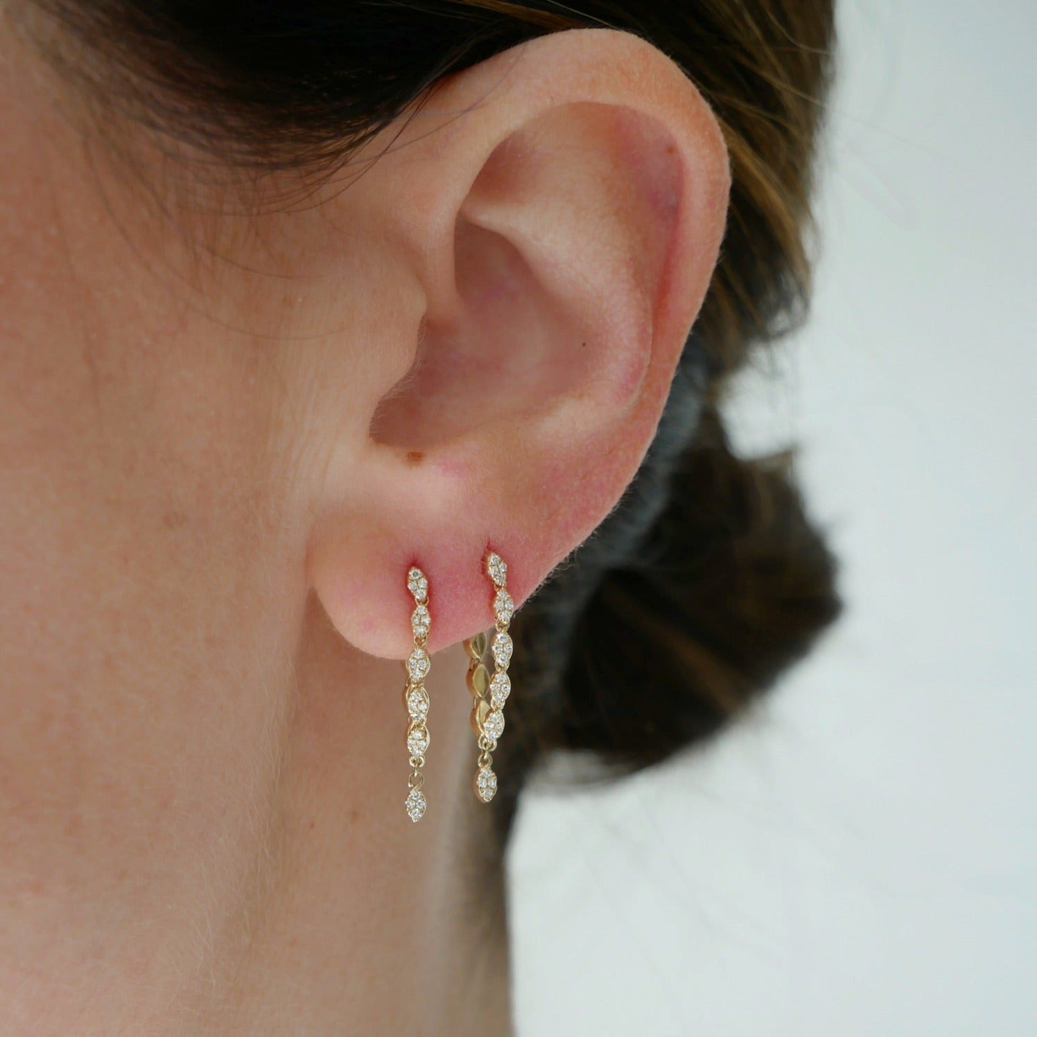 Pavé Diamond Marquise Chain Drop Stud Earring