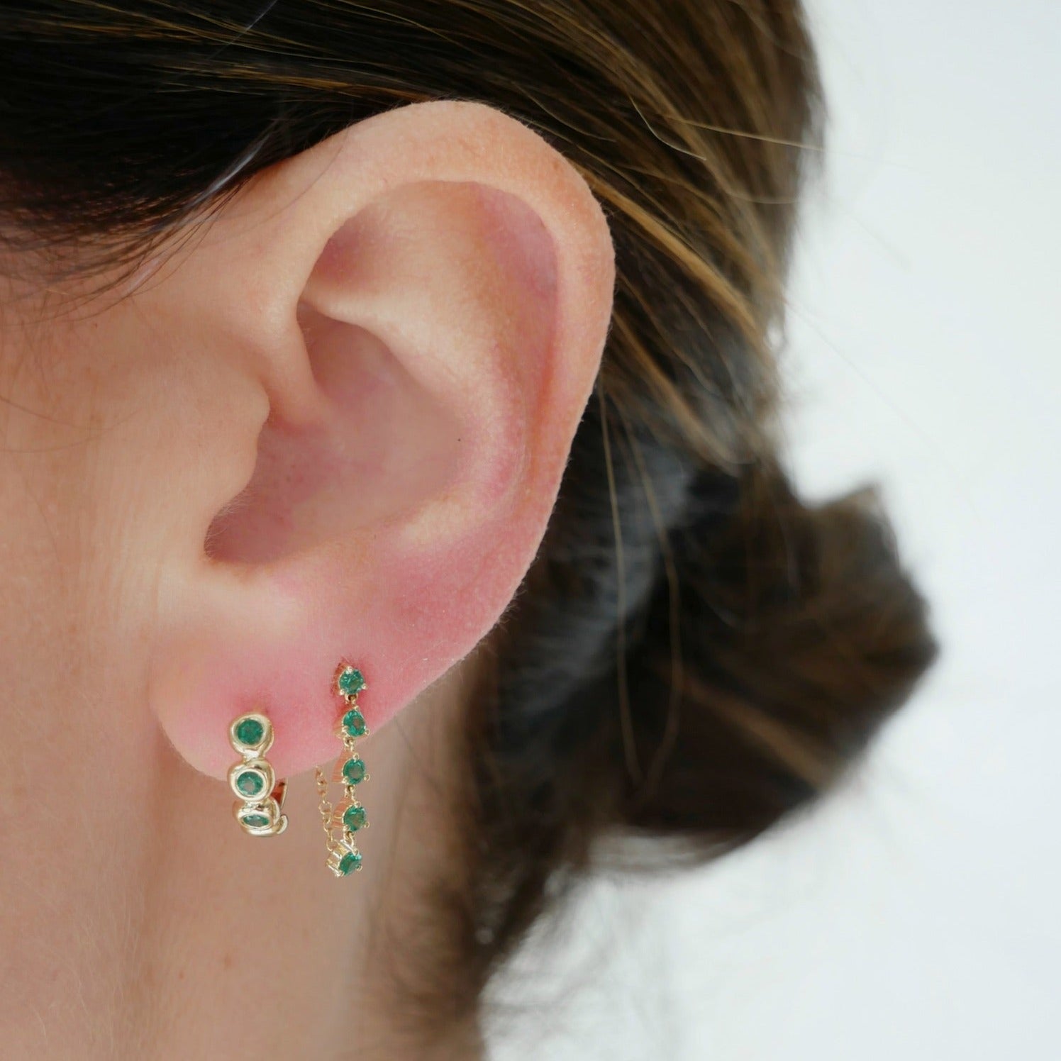Emerald Pillow Huggie Earring