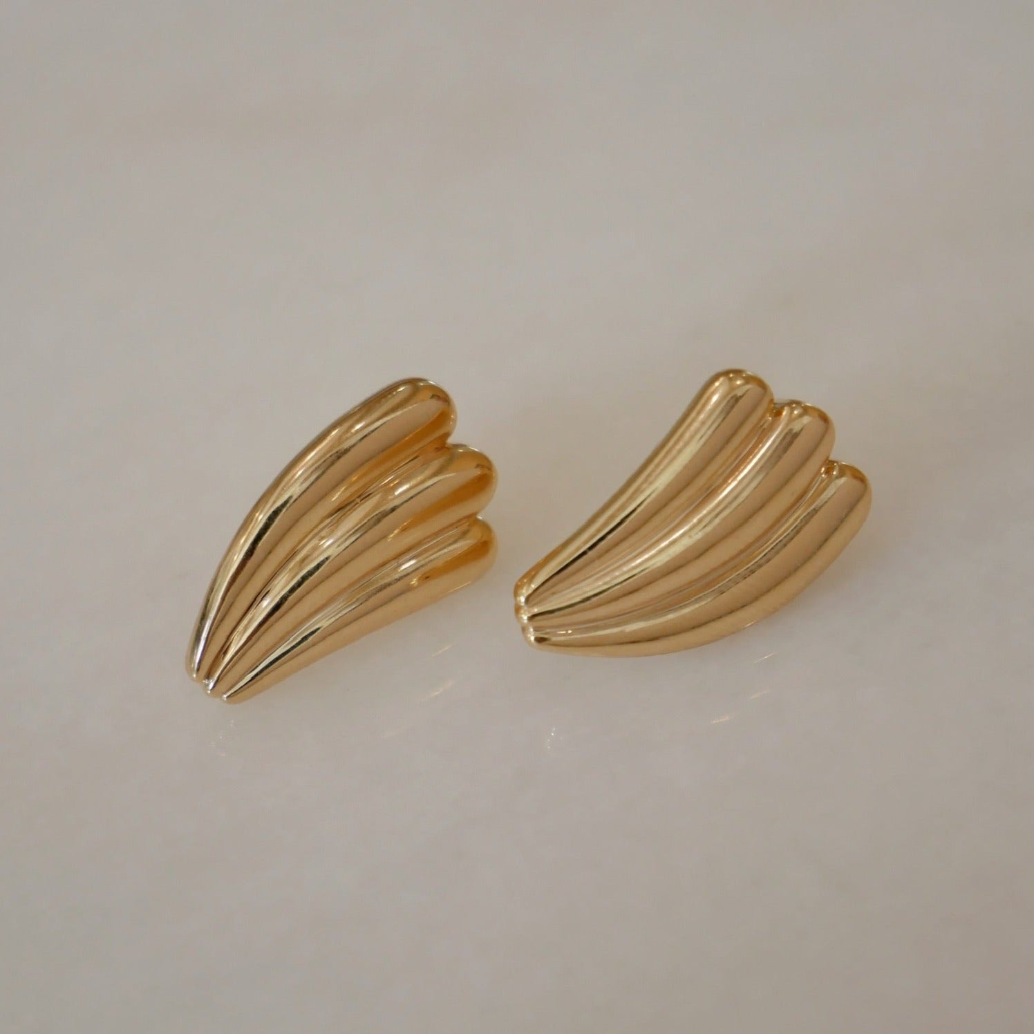 Jumbo Gold Fan Stud Earrings