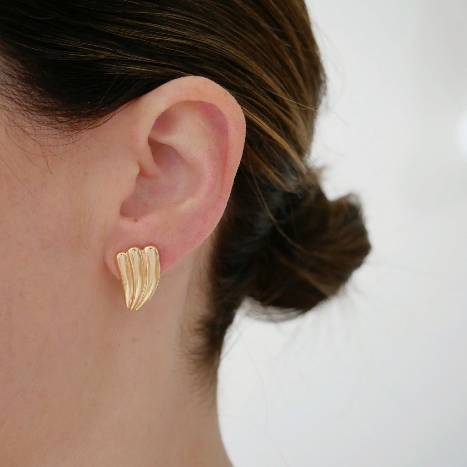 Jumbo Gold Fan Stud Earrings