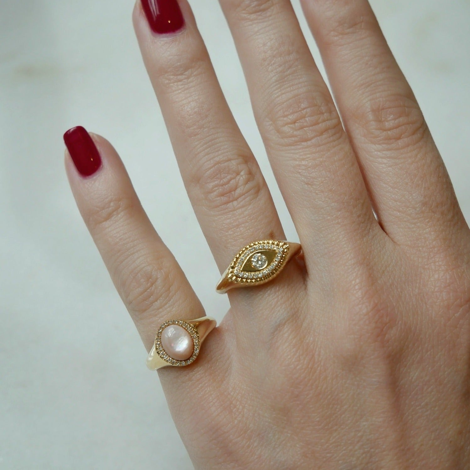 Gold & Diamond Evil Eye Protection Ring