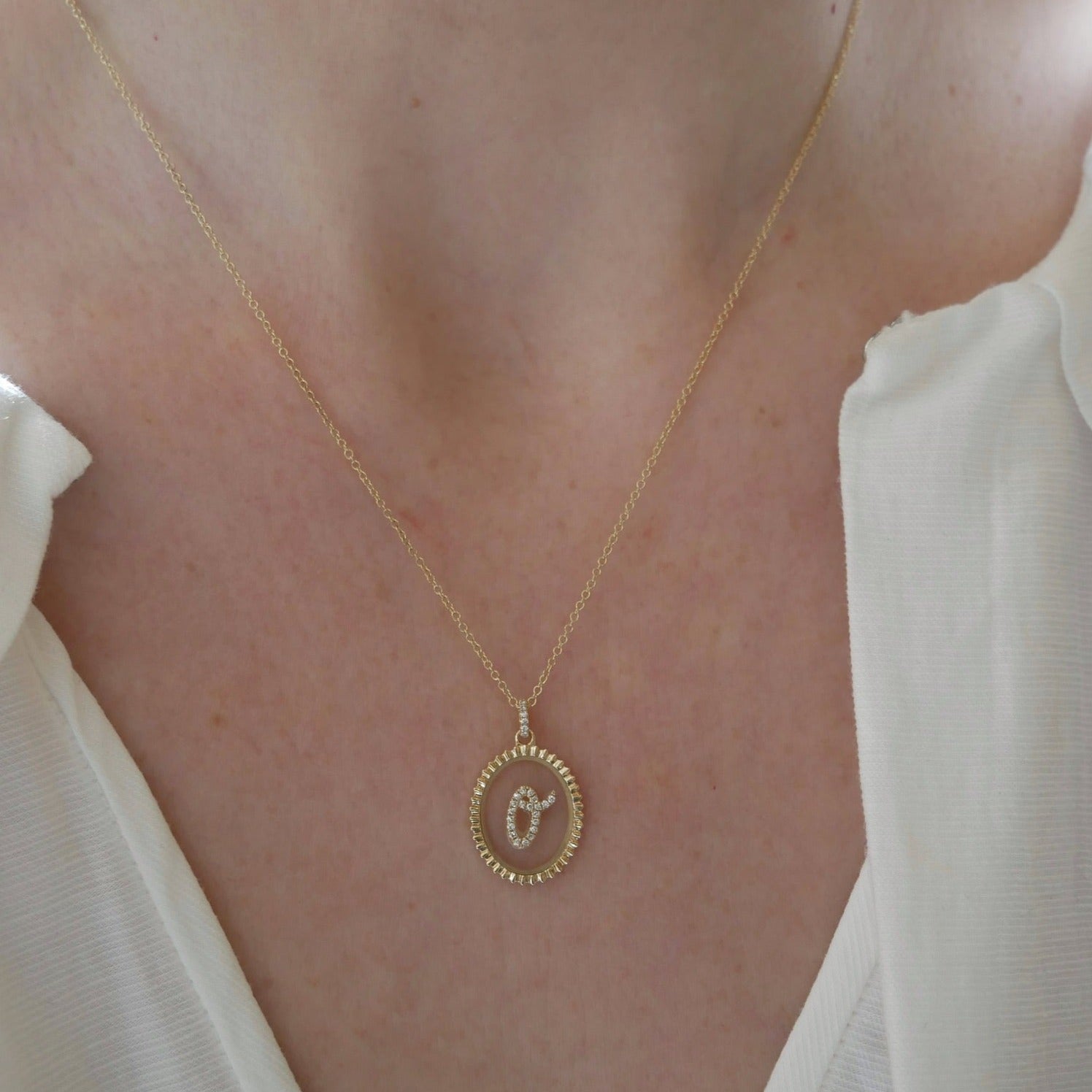 Floating Diamond Script Initial Necklace