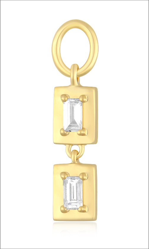 Diamond and Gold Baguette Huggie Charm