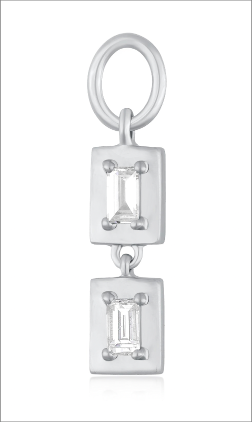 Diamond and Gold Baguette Huggie Charm