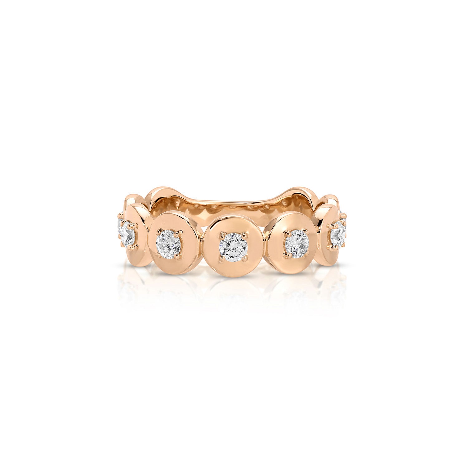 Diamond and Gold Round Station Ring